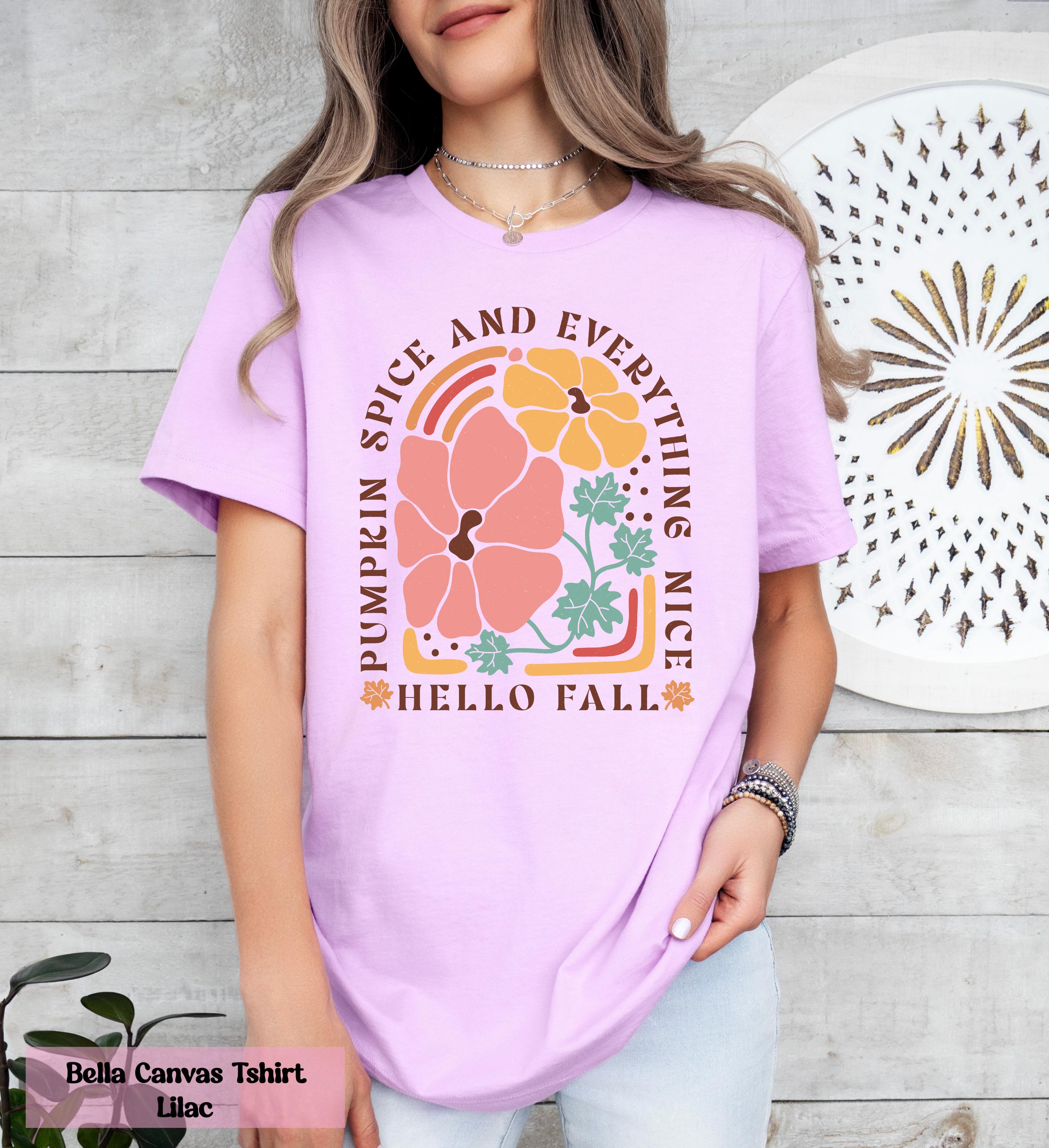 Hello Fall Shirt, Pumpkin Spice and Everything Nice Shirt, Floral Fall Shirt, Cute Fall Shirt, Fall Vibes Shirt, Pumpkin Spice Lover Tee