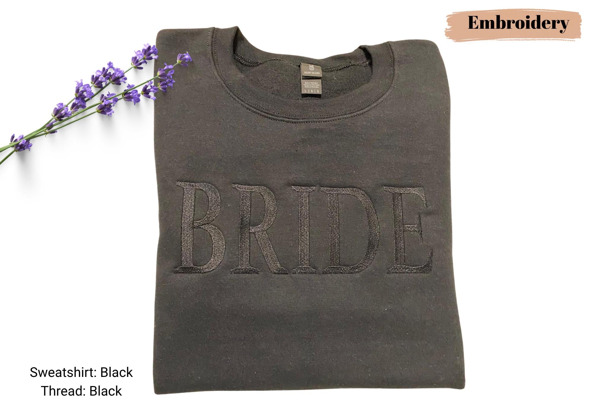Embroidered Bride Sweatshirt, Wifey Crewneck Sweatshirt, Minimalist Bride Wedding Gift, Gift for Bride, Bride To Be Gift, Bachelorette Party
