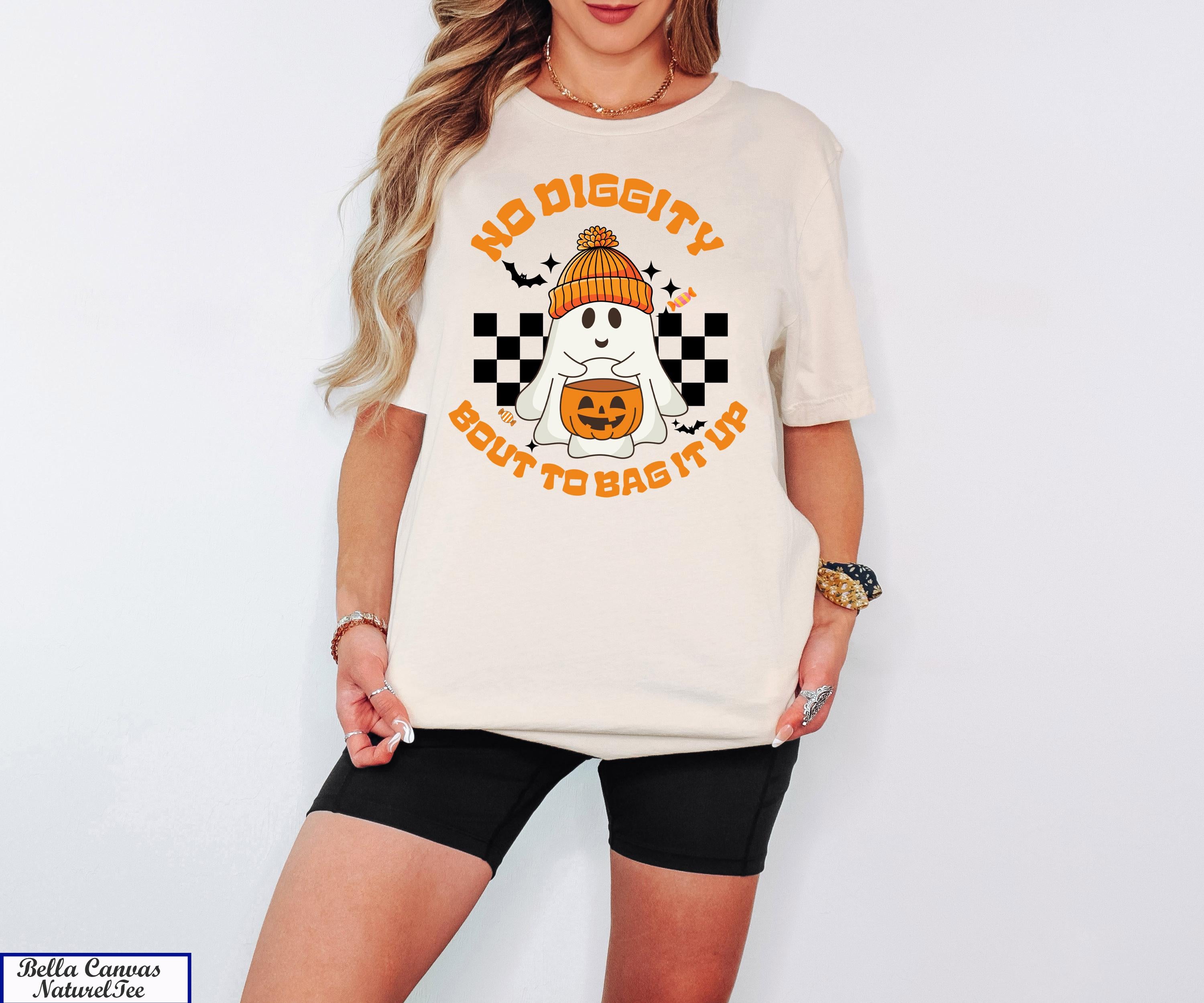 No Diggity Bout To Bag It Up Shirt,Fall Shirt, Ghost Shirt, Halloween Gifts For Her, Retro Halloween Shirt, Retro Ghost Shirt, Spooky Shirt