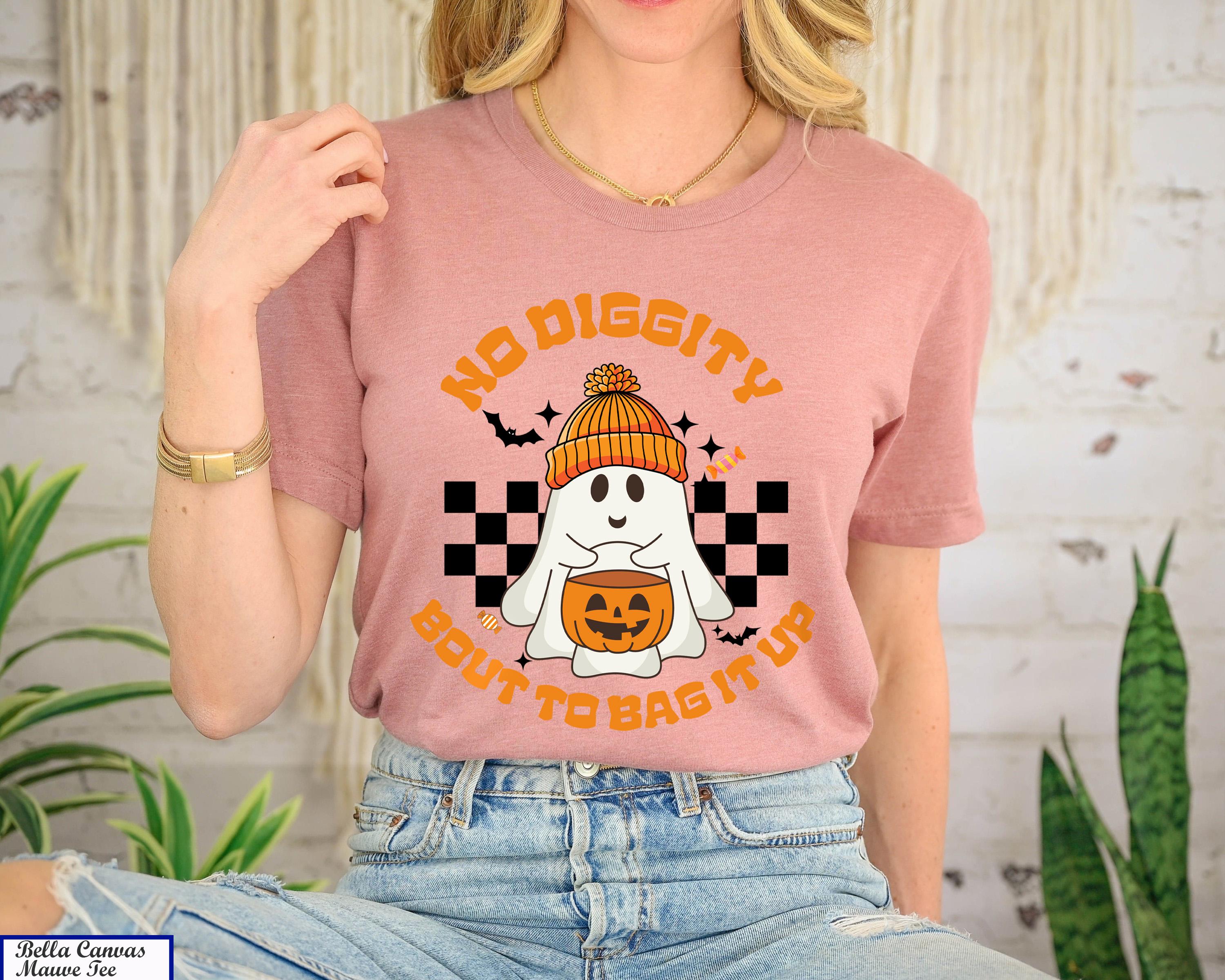 No Diggity Bout To Bag It Up Shirt,Fall Shirt, Ghost Shirt, Halloween Gifts For Her, Retro Halloween Shirt, Retro Ghost Shirt, Spooky Shirt