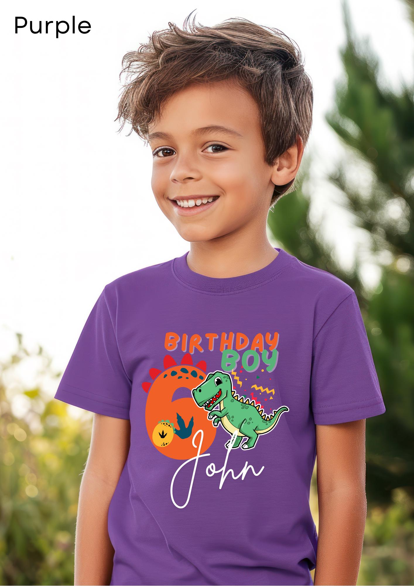 Personalized Dinosaur Birthday Shirt with Name & Number, Any Age Celebration, Personalised Dino Tee for Kids, Custom Dino Birthday Shirt