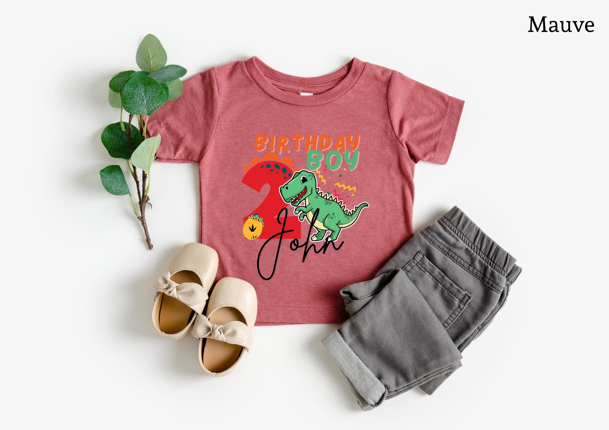 Personalized Dinosaur Birthday Shirt with Name & Number, Any Age Celebration, Personalised Dino Tee for Kids, Custom Dino Birthday Shirt