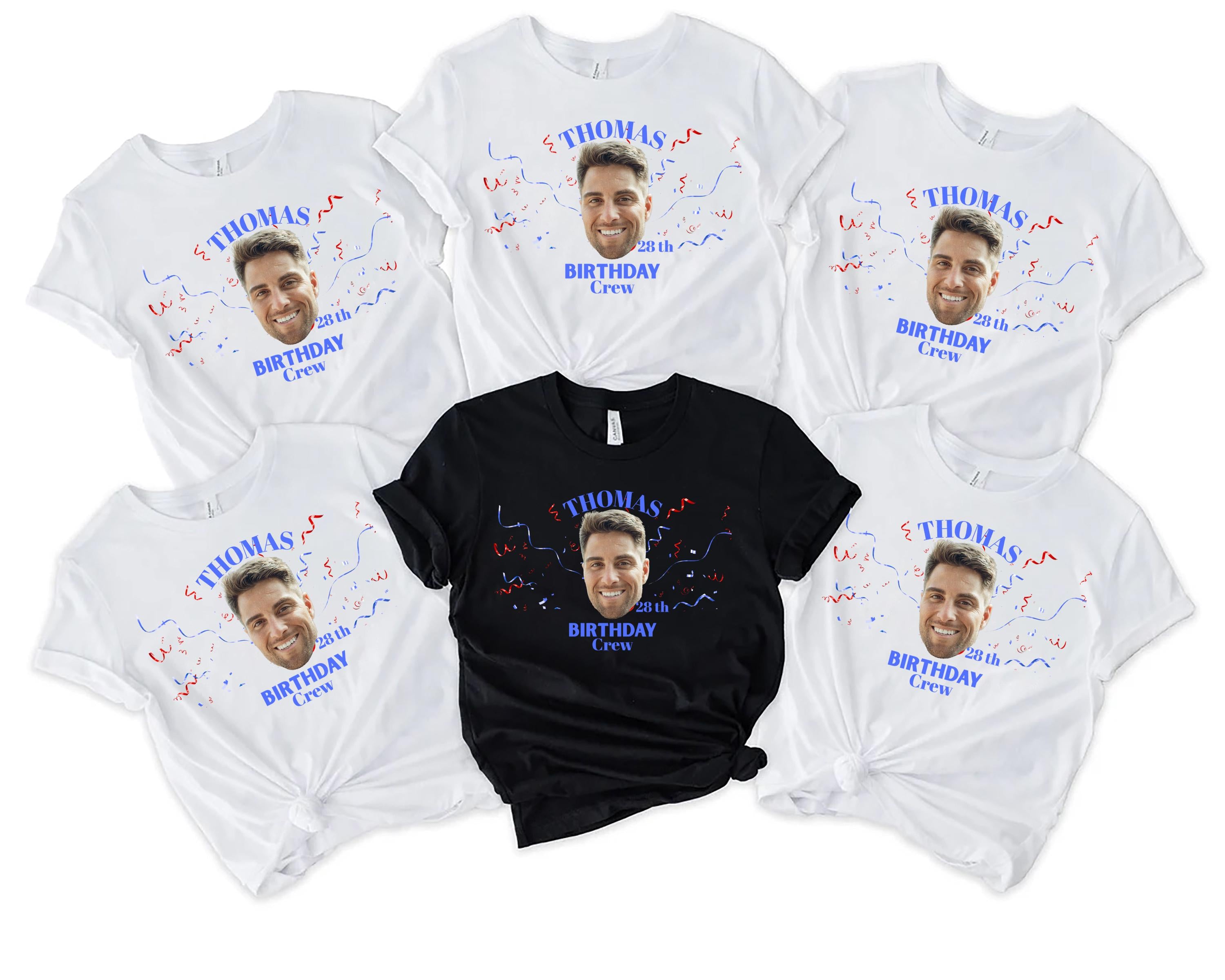 Custom Birthday Photo Name Shirt, Personalized Photo Birthday Party Tee, Funny Personalized Celebration Tee, Name Birthday Group T-Shirt
