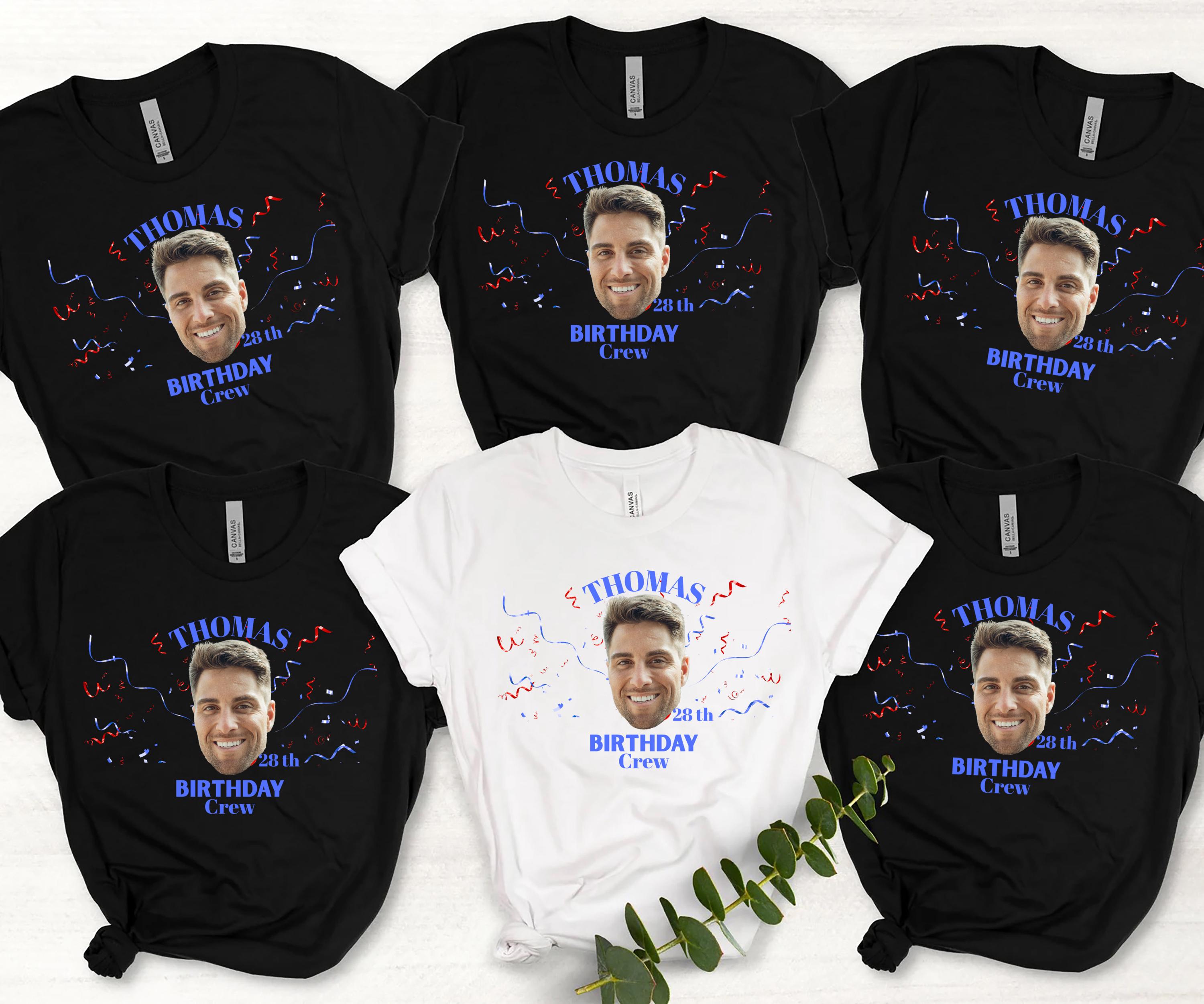 Custom Birthday Photo Name Shirt, Personalized Photo Birthday Party Tee, Funny Personalized Celebration Tee, Name Birthday Group T-Shirt