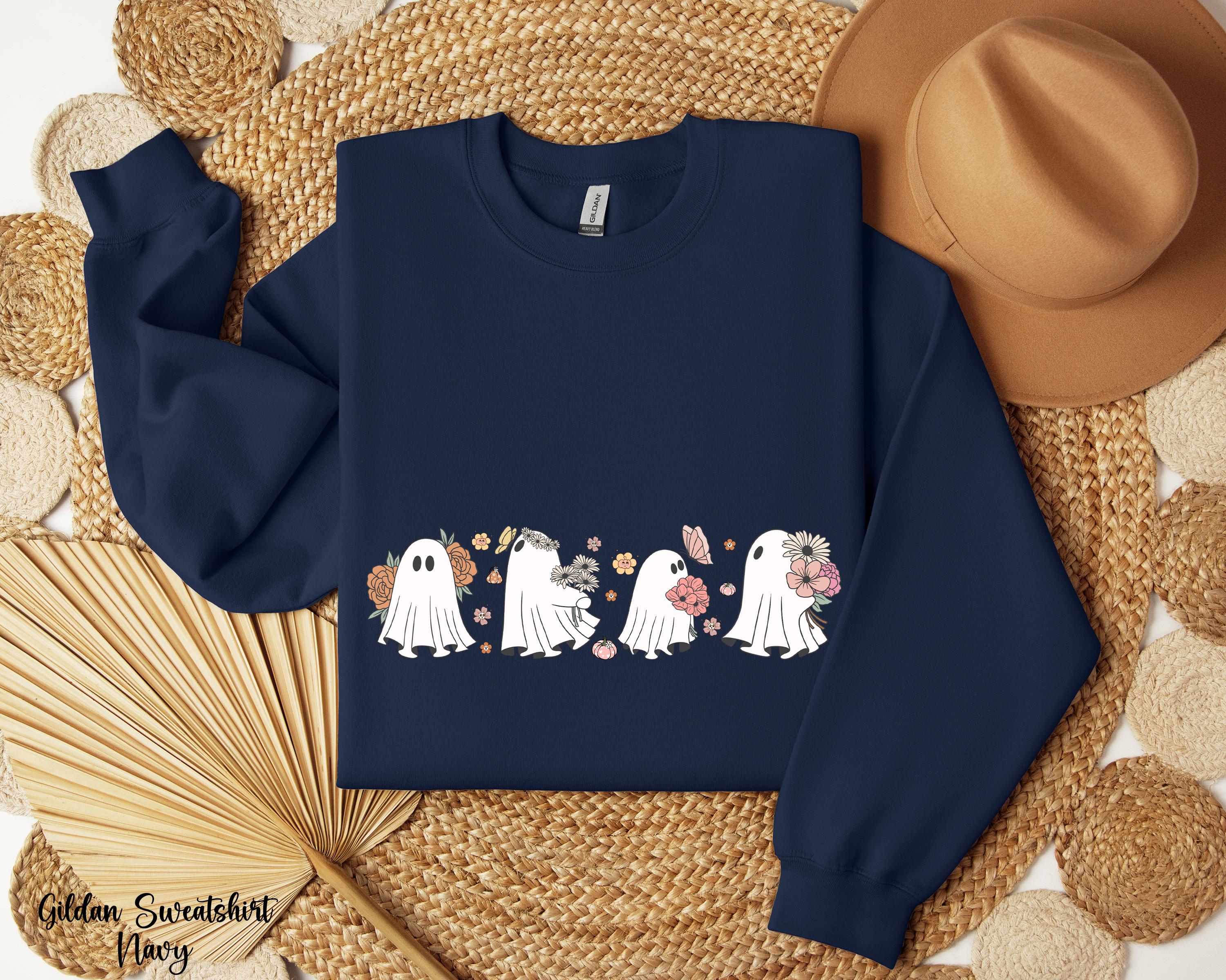 Halloween Cute Ghost Sweatshirt, Halloween Party Shirt, Fall Sweatshirt For Women, Spooky Season Sweatshirt, Pumpkin Shirt, Halloween Gift