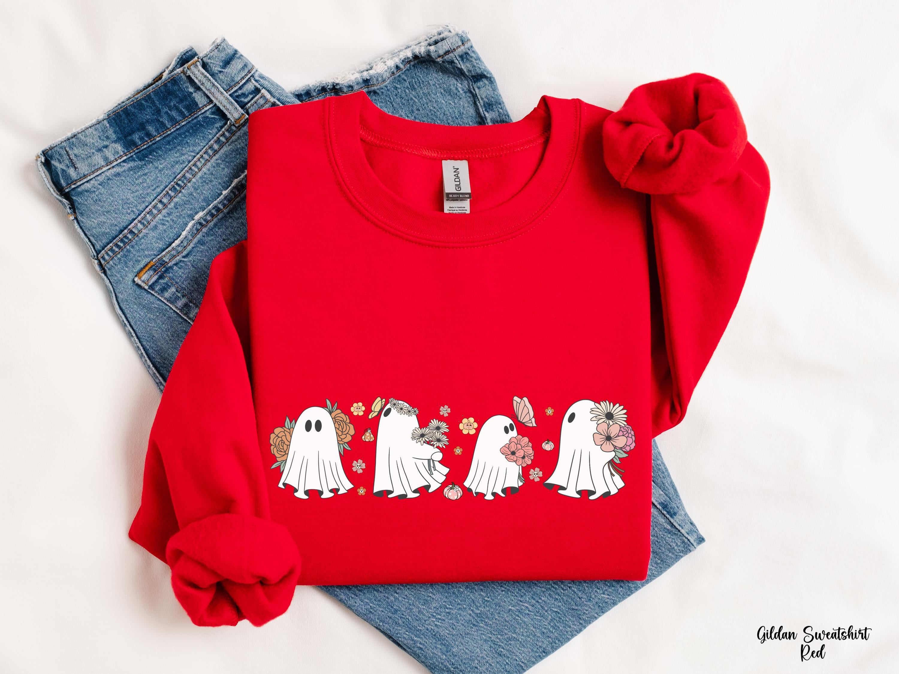 Halloween Cute Ghost Sweatshirt, Halloween Party Shirt, Fall Sweatshirt For Women, Spooky Season Sweatshirt, Pumpkin Shirt, Halloween Gift