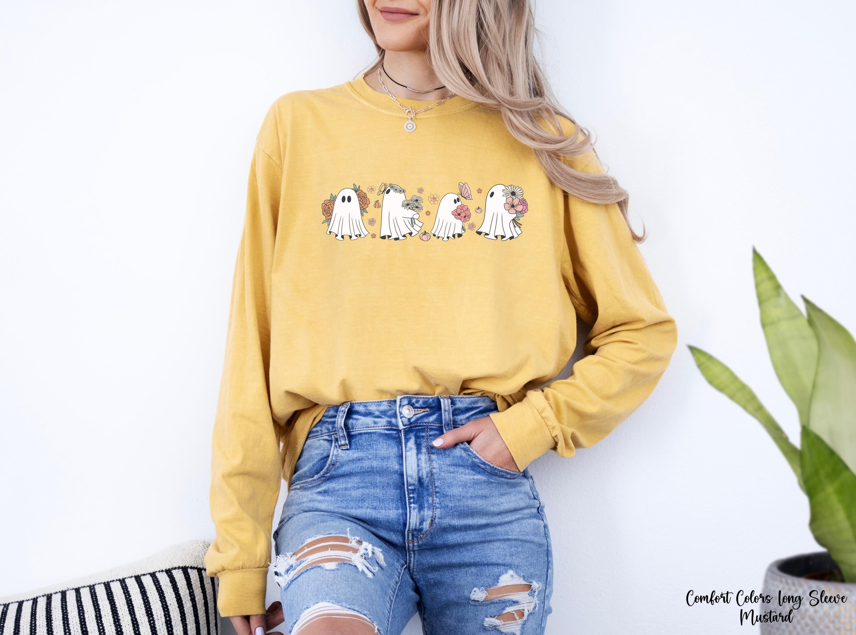 Halloween Cute Ghost Sweatshirt, Halloween Party Shirt, Fall Sweatshirt For Women, Spooky Season Sweatshirt, Pumpkin Shirt, Halloween Gift