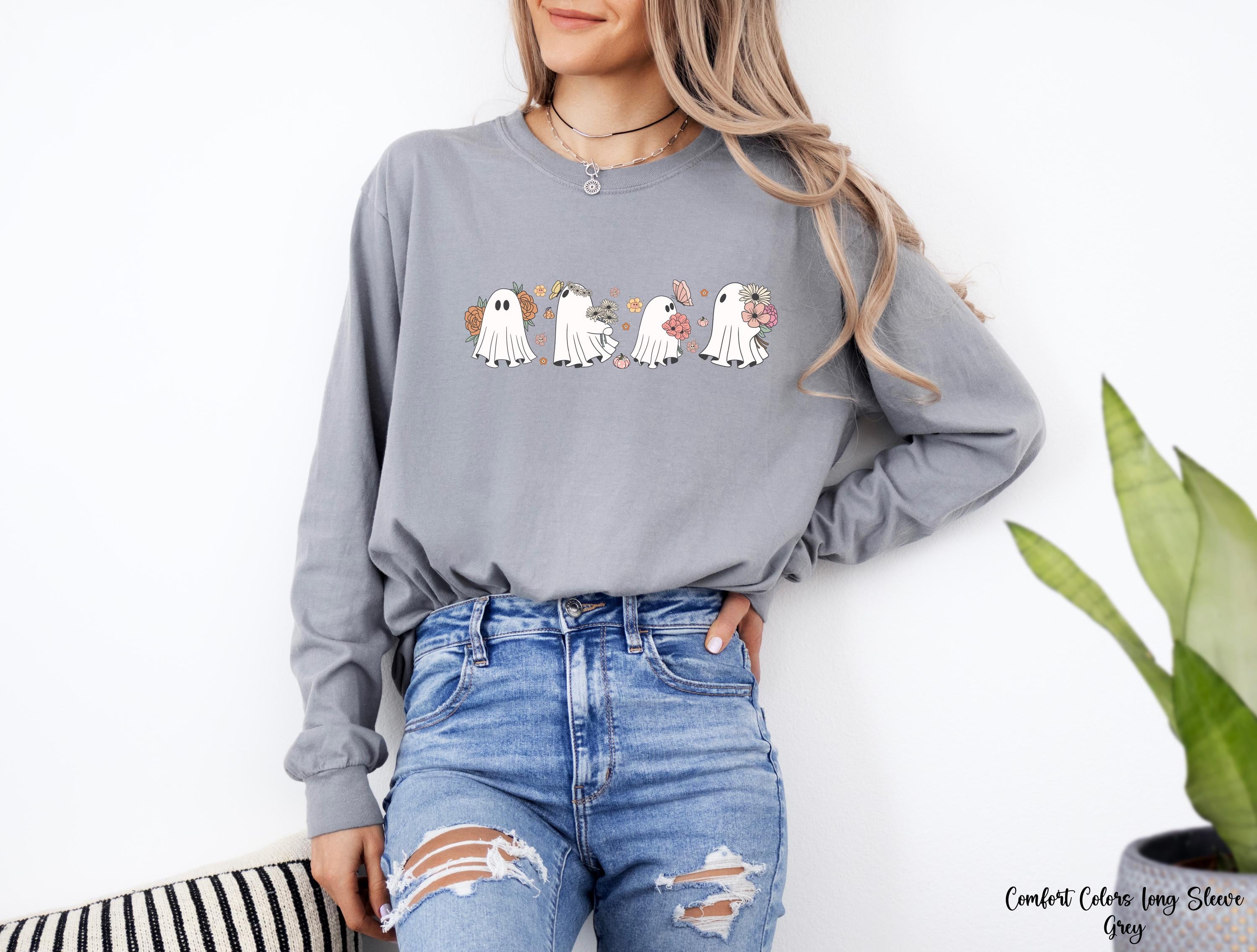 Halloween Cute Ghost Sweatshirt, Halloween Party Shirt, Fall Sweatshirt For Women, Spooky Season Sweatshirt, Pumpkin Shirt, Halloween Gift