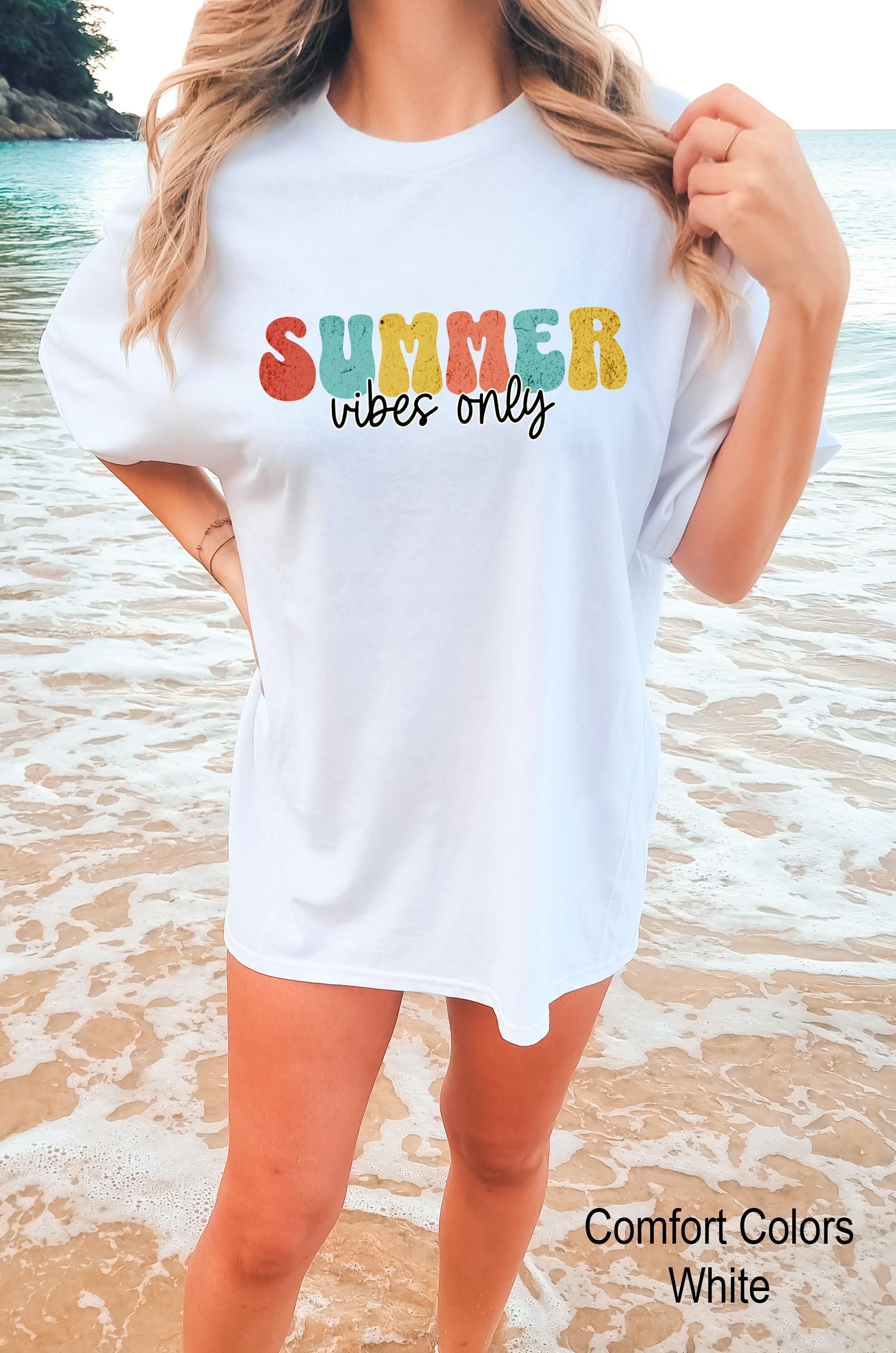 Cute Summer Vibes Only T-Shirt, Summer Vacation Tee,  Fun Summer Shirt, Retro Vacation Shirts, Hello Summer Tee, Beach Vacation Shirts