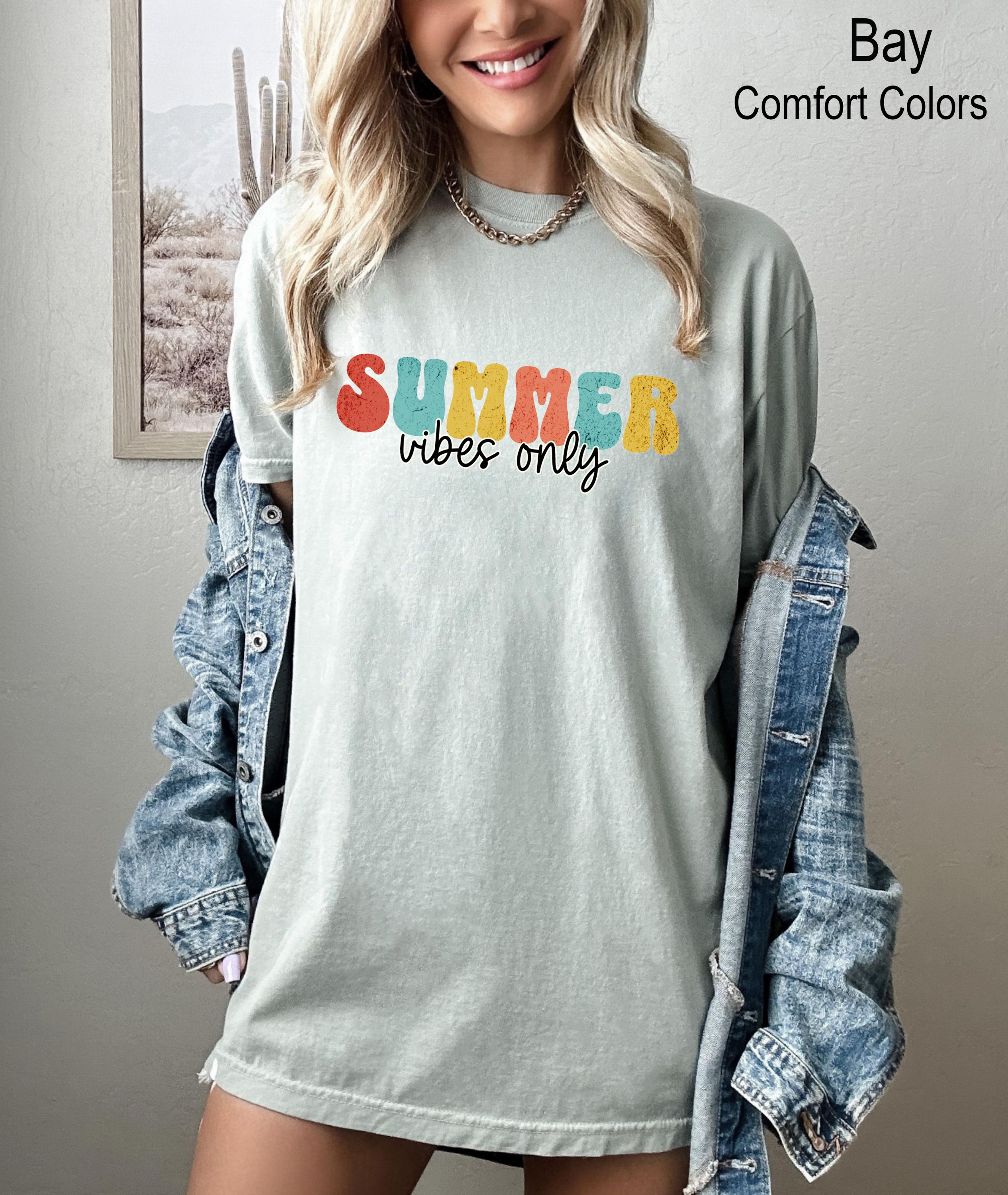 Cute Summer Vibes Only T-Shirt, Summer Vacation Tee,  Fun Summer Shirt, Retro Vacation Shirts, Hello Summer Tee, Beach Vacation Shirts