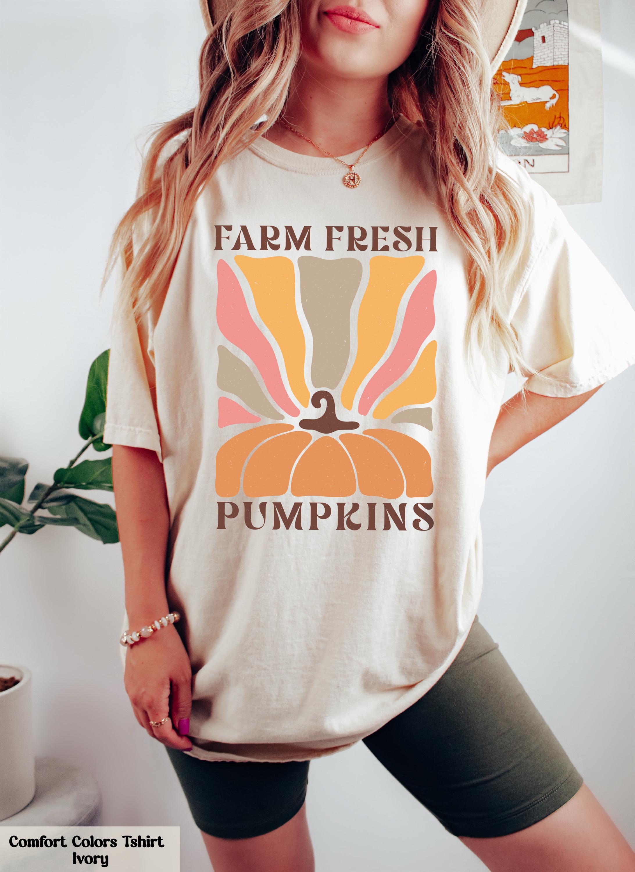 Farm Fresh Pumpkins Shirt, Fall Aesthetic Tee, Pumpkin Shirt, Boho Pumpkin Tee, Autumn Vibes Shirt, Vintage-Inspired Fall Shirt, Fall Gift