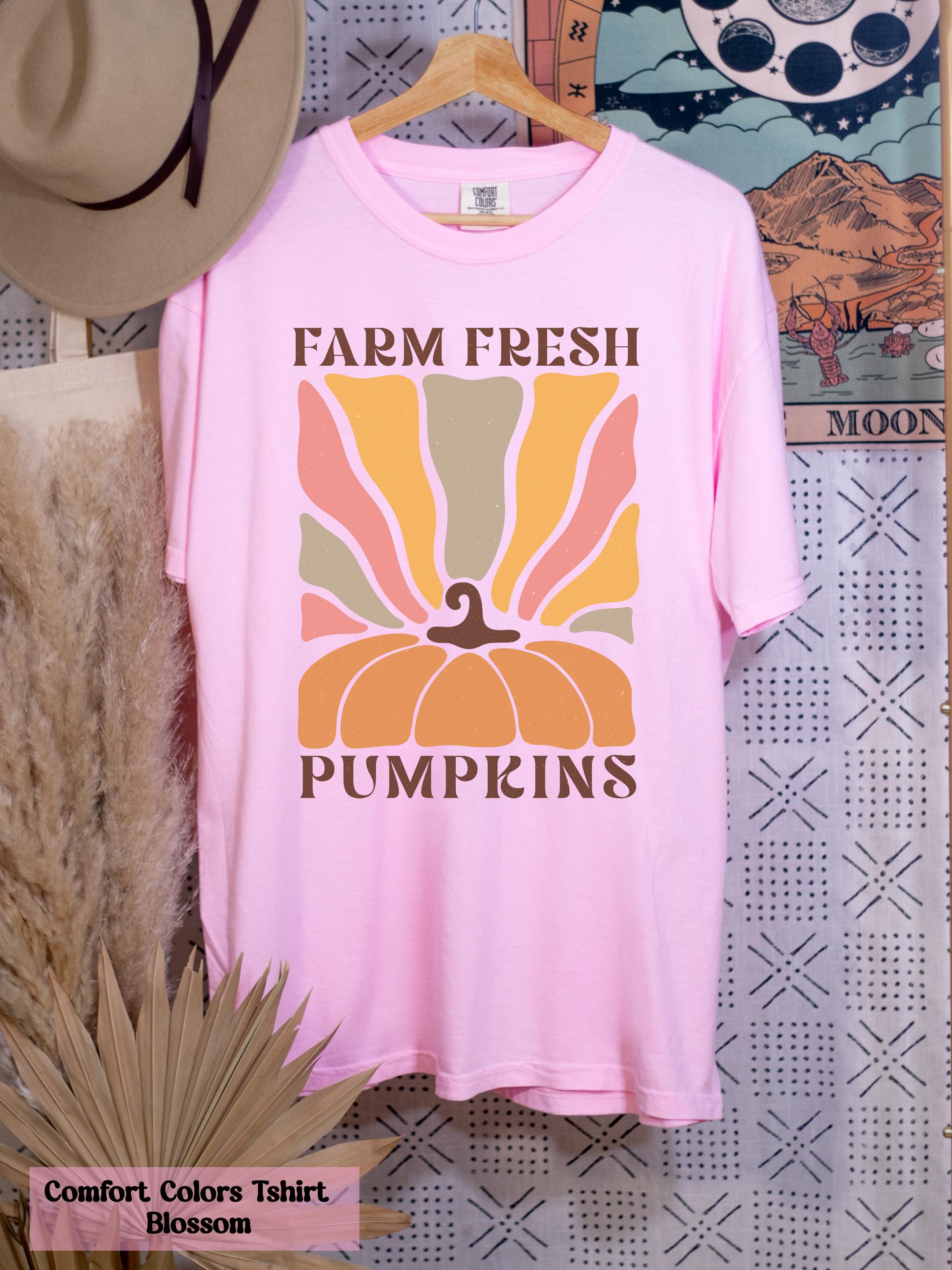Farm Fresh Pumpkins Shirt, Fall Aesthetic Tee, Pumpkin Shirt, Boho Pumpkin Tee, Autumn Vibes Shirt, Vintage-Inspired Fall Shirt, Fall Gift