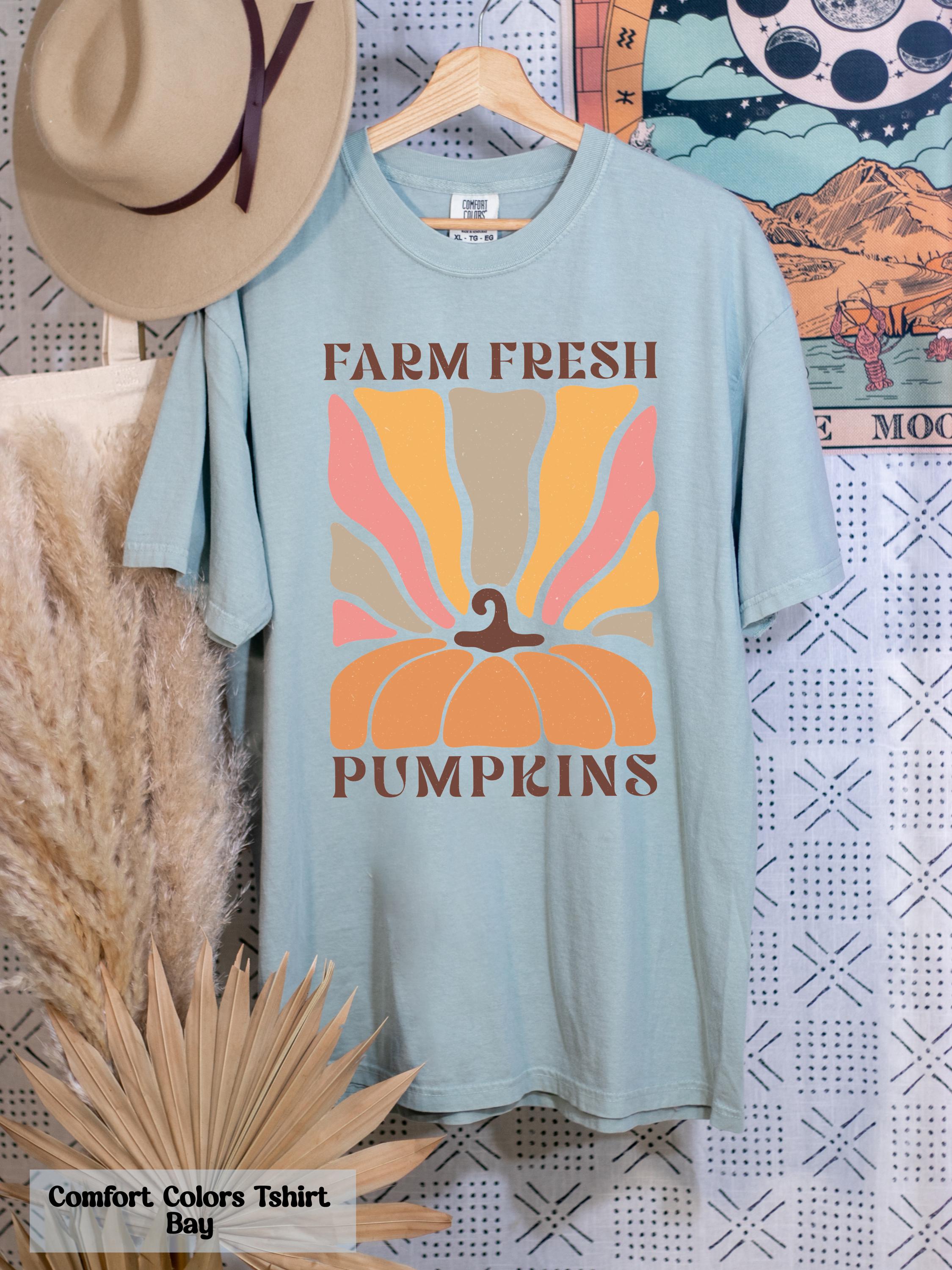 Farm Fresh Pumpkins Shirt, Fall Aesthetic Tee, Pumpkin Shirt, Boho Pumpkin Tee, Autumn Vibes Shirt, Vintage-Inspired Fall Shirt, Fall Gift