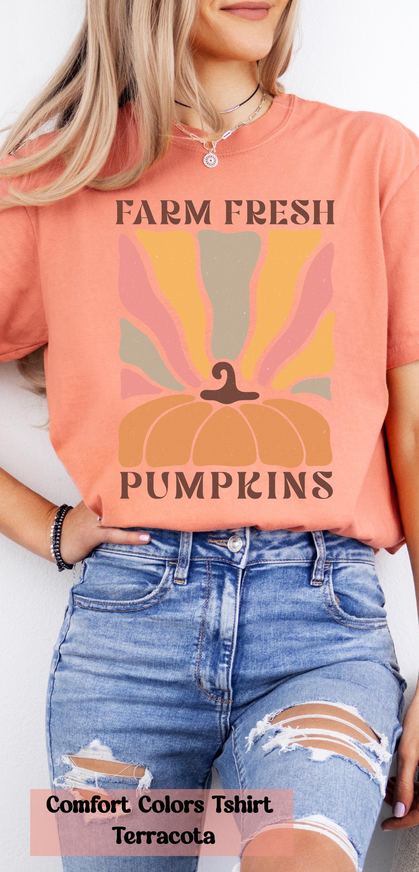 Farm Fresh Pumpkins Shirt, Fall Aesthetic Tee, Pumpkin Shirt, Boho Pumpkin Tee, Autumn Vibes Shirt, Vintage-Inspired Fall Shirt, Fall Gift