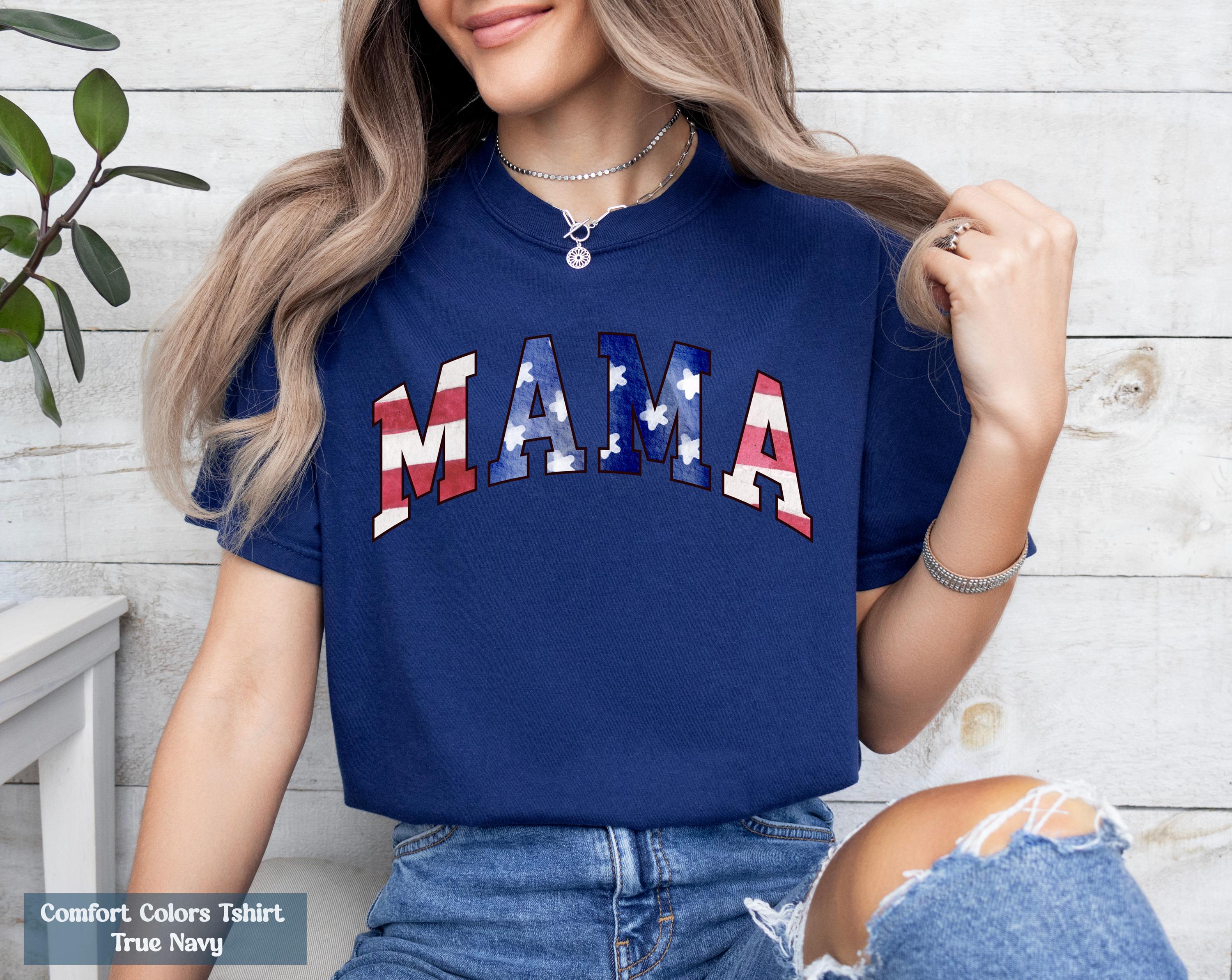 Comfort Colors® American Mama T-Shirt, Watercolor USA Flag Mama Shirt, Retro Mama America Tee, USA Mama Apparel, Patriotic Mama Shirt Gift
