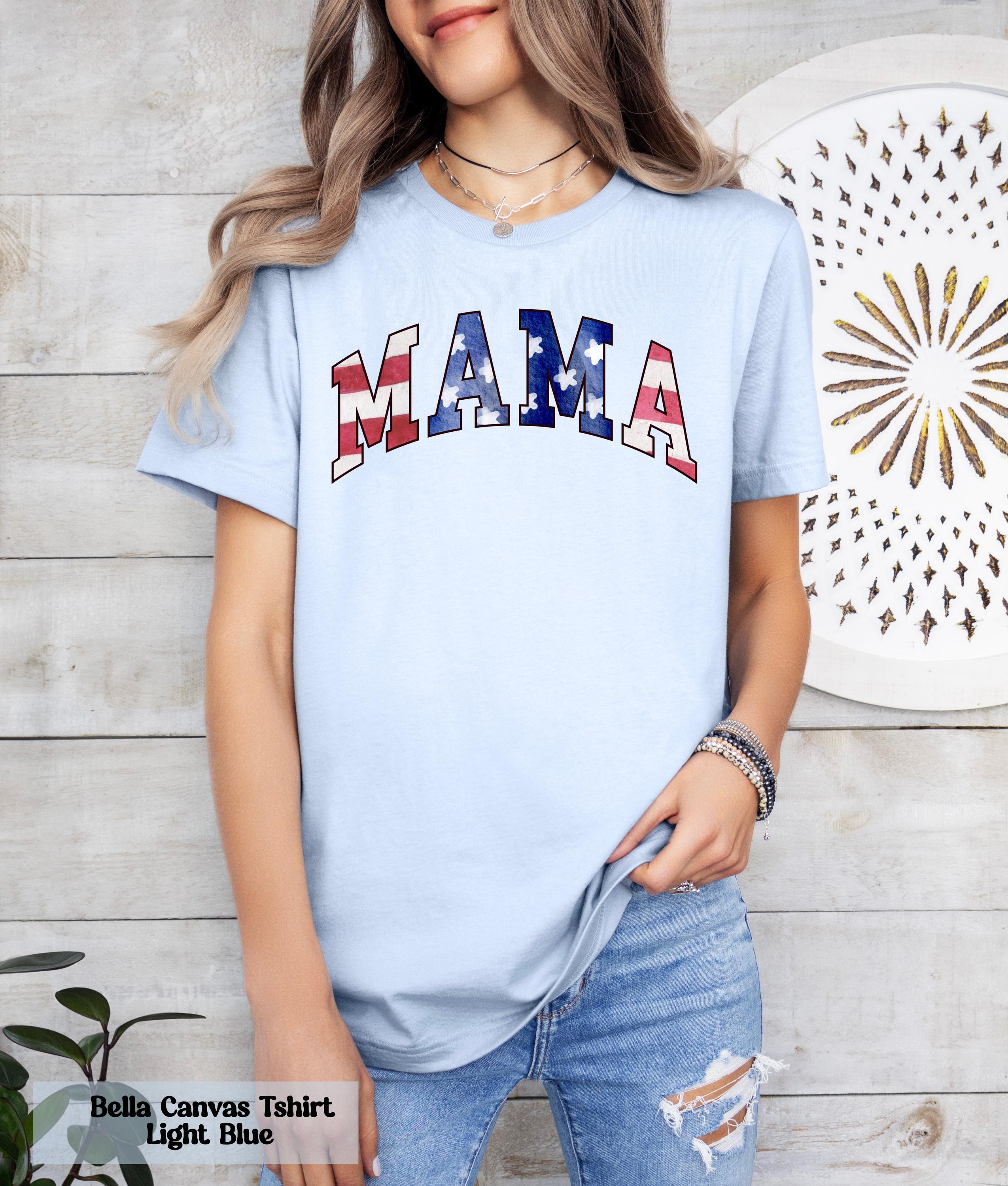 Comfort Colors® American Mama T-Shirt, Watercolor USA Flag Mama Shirt, Retro Mama America Tee, USA Mama Apparel, Patriotic Mama Shirt Gift