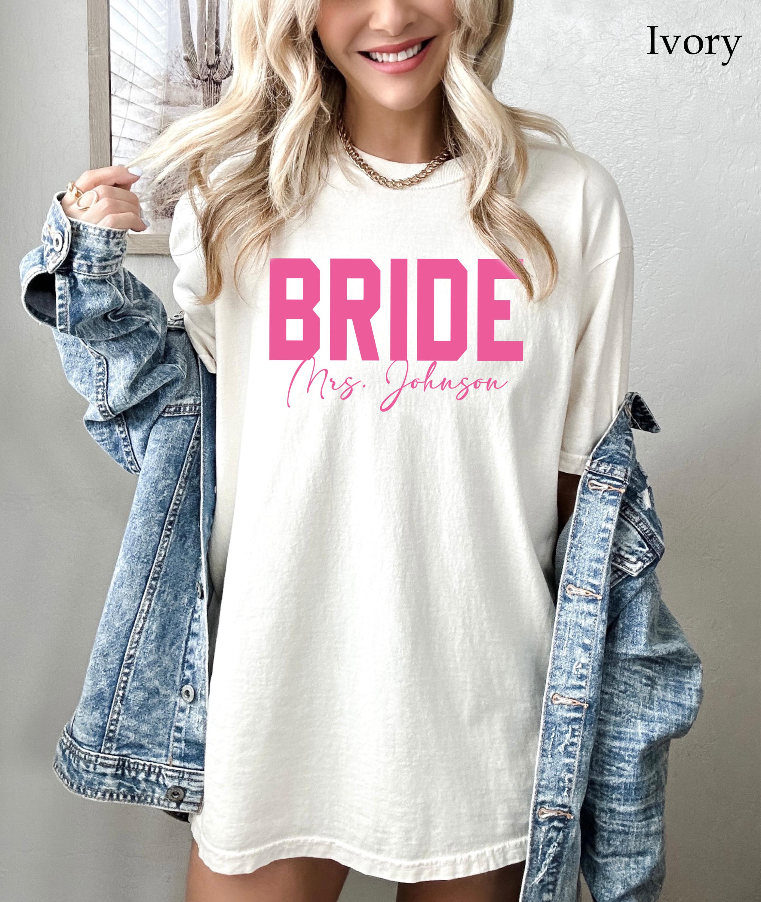 Personalized Bride and Bridesmaid Name Shirt, Bachelorette Party T-shirt, Custom Bridesmaid Shirt, Custom Bridesmaids Gift, Bride Shirt