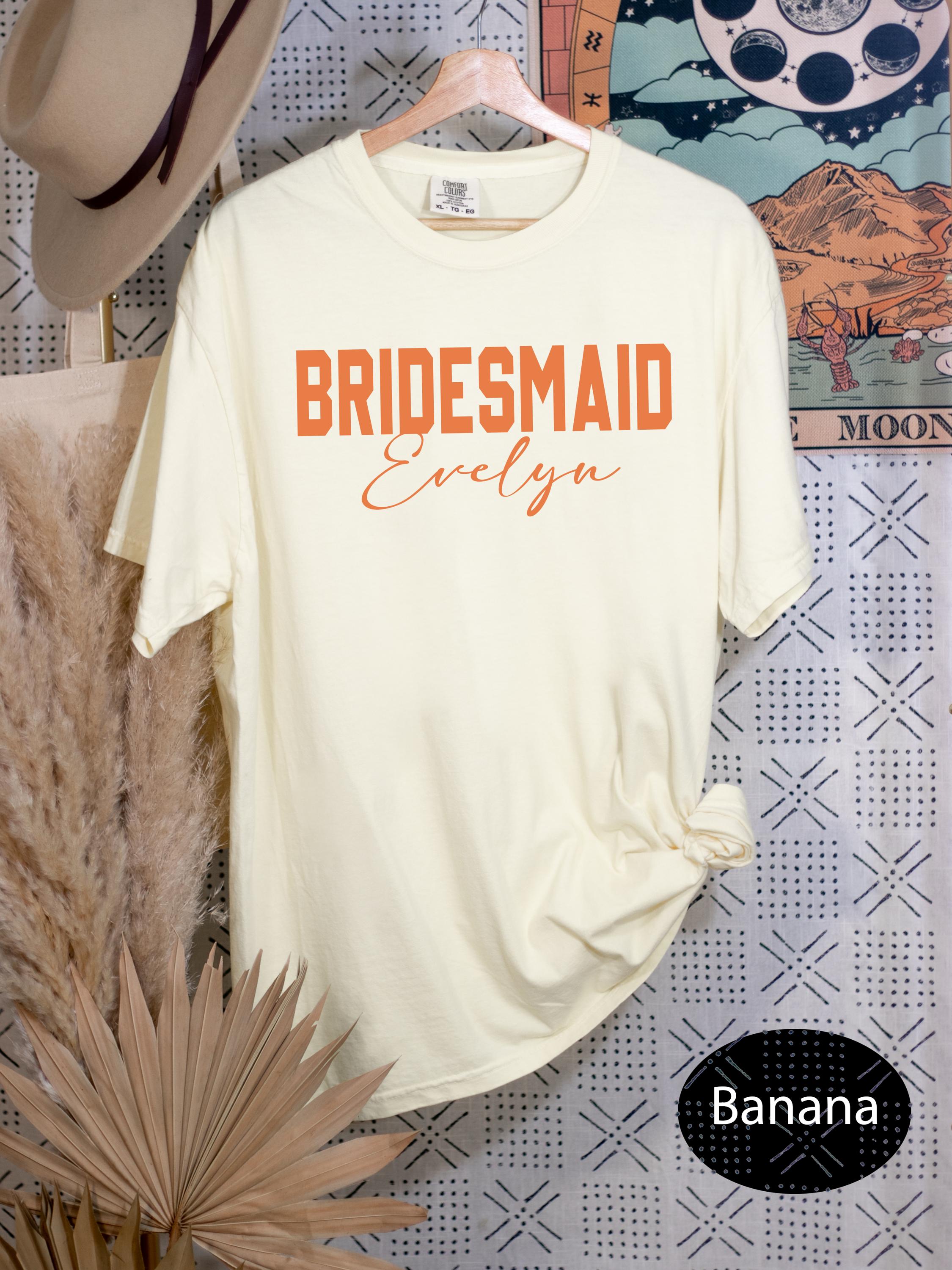 Personalized Bride and Bridesmaid Name Shirt, Bachelorette Party T-shirt, Custom Bridesmaid Shirt, Custom Bridesmaids Gift, Bride Shirt