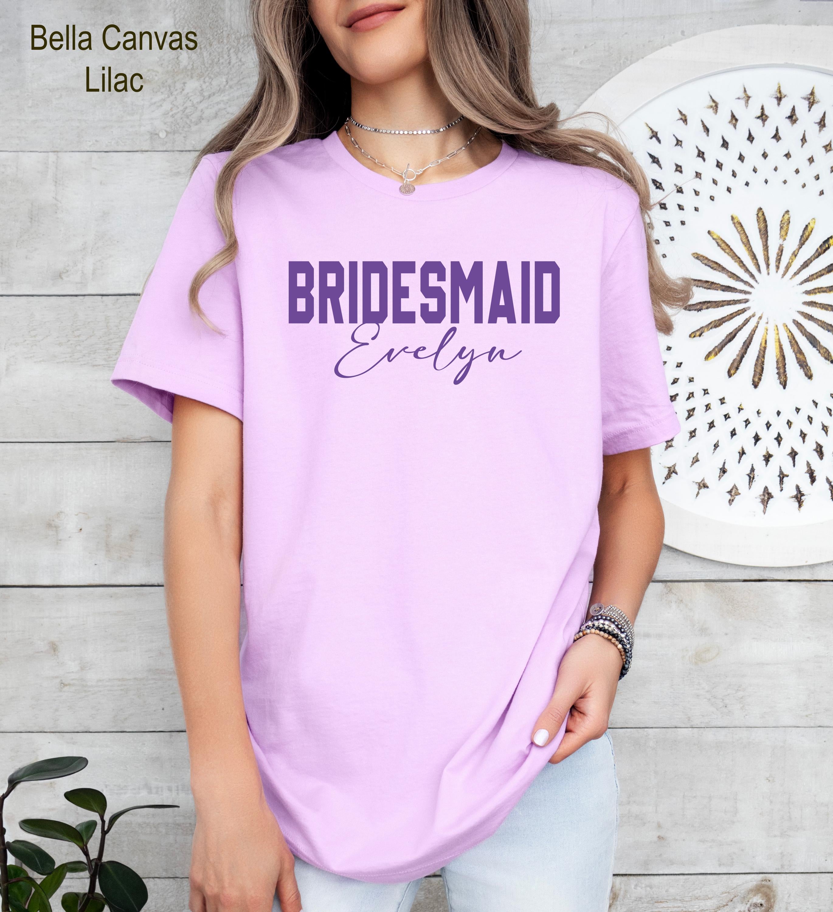 Personalized Bride and Bridesmaid Name Shirt, Bachelorette Party T-shirt, Custom Bridesmaid Shirt, Custom Bridesmaids Gift, Bride Shirt