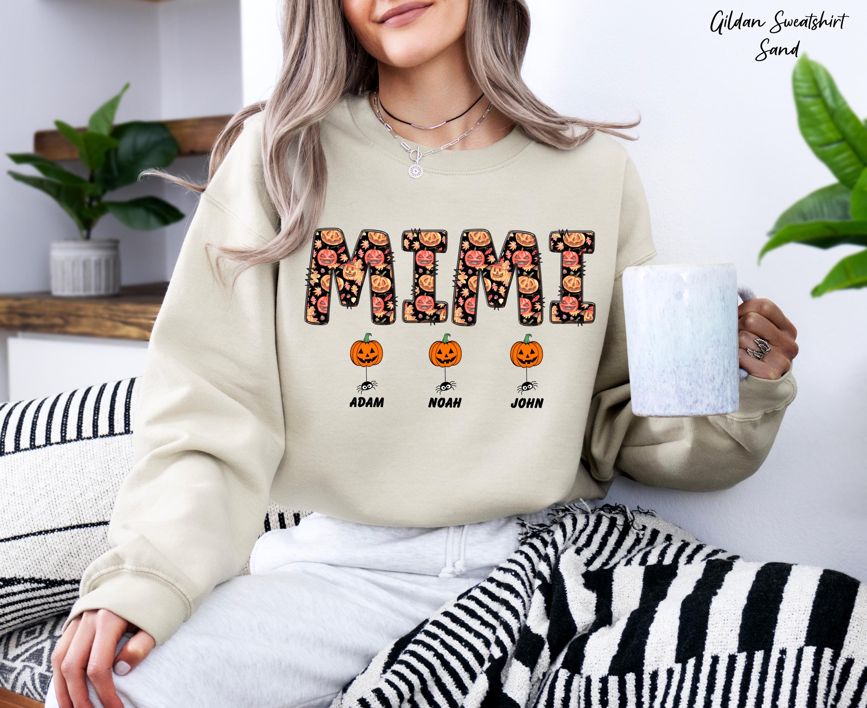 Mimi Shirt With Kids Names Personalized Nana Tee, Halloween Mimi Sweatshirt, Grandma's Birthday Custom, Spooky Season Shirt,Gift For Mimi