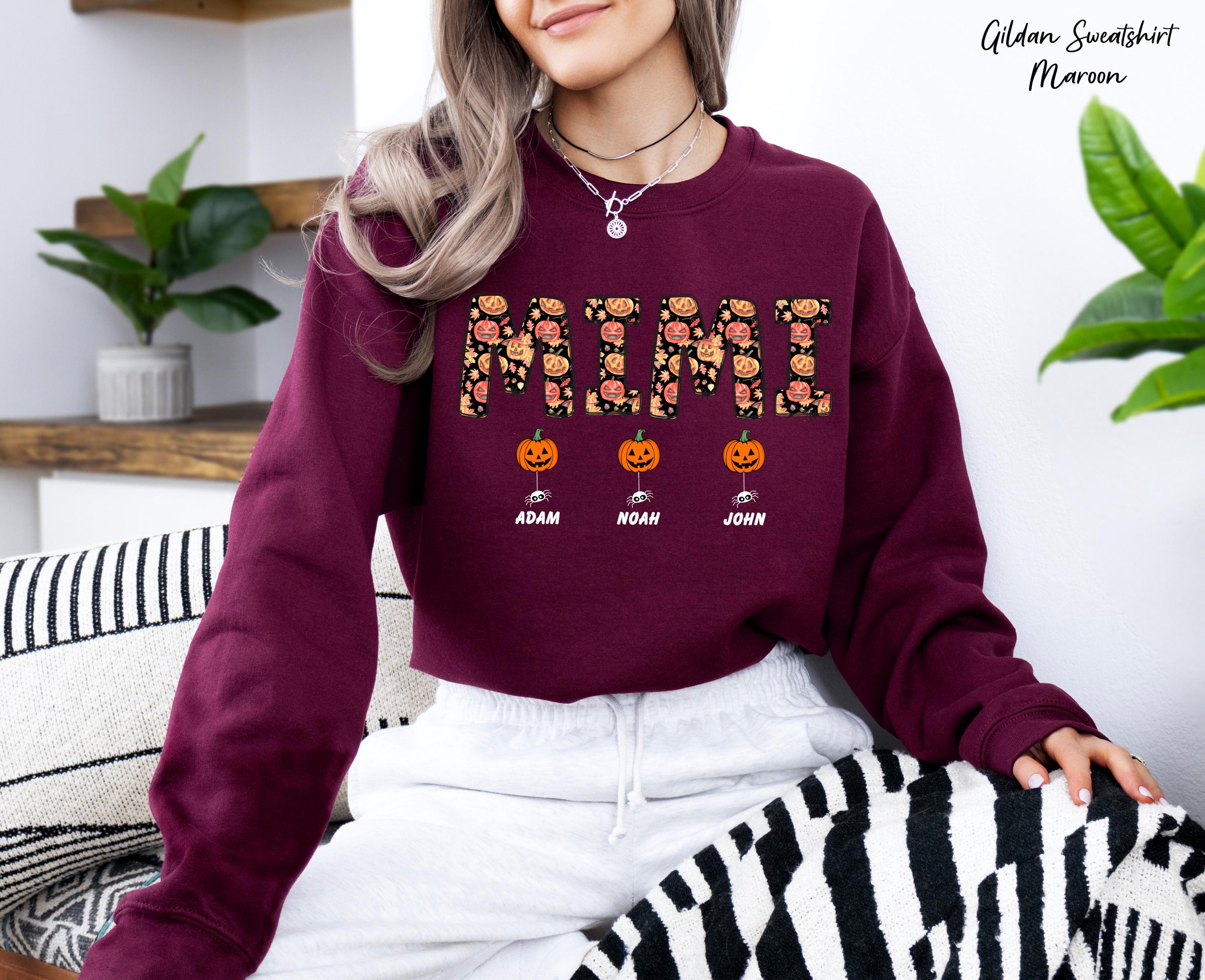 Mimi Shirt With Kids Names Personalized Nana Tee, Halloween Mimi Sweatshirt, Grandma's Birthday Custom, Spooky Season Shirt,Gift For Mimi