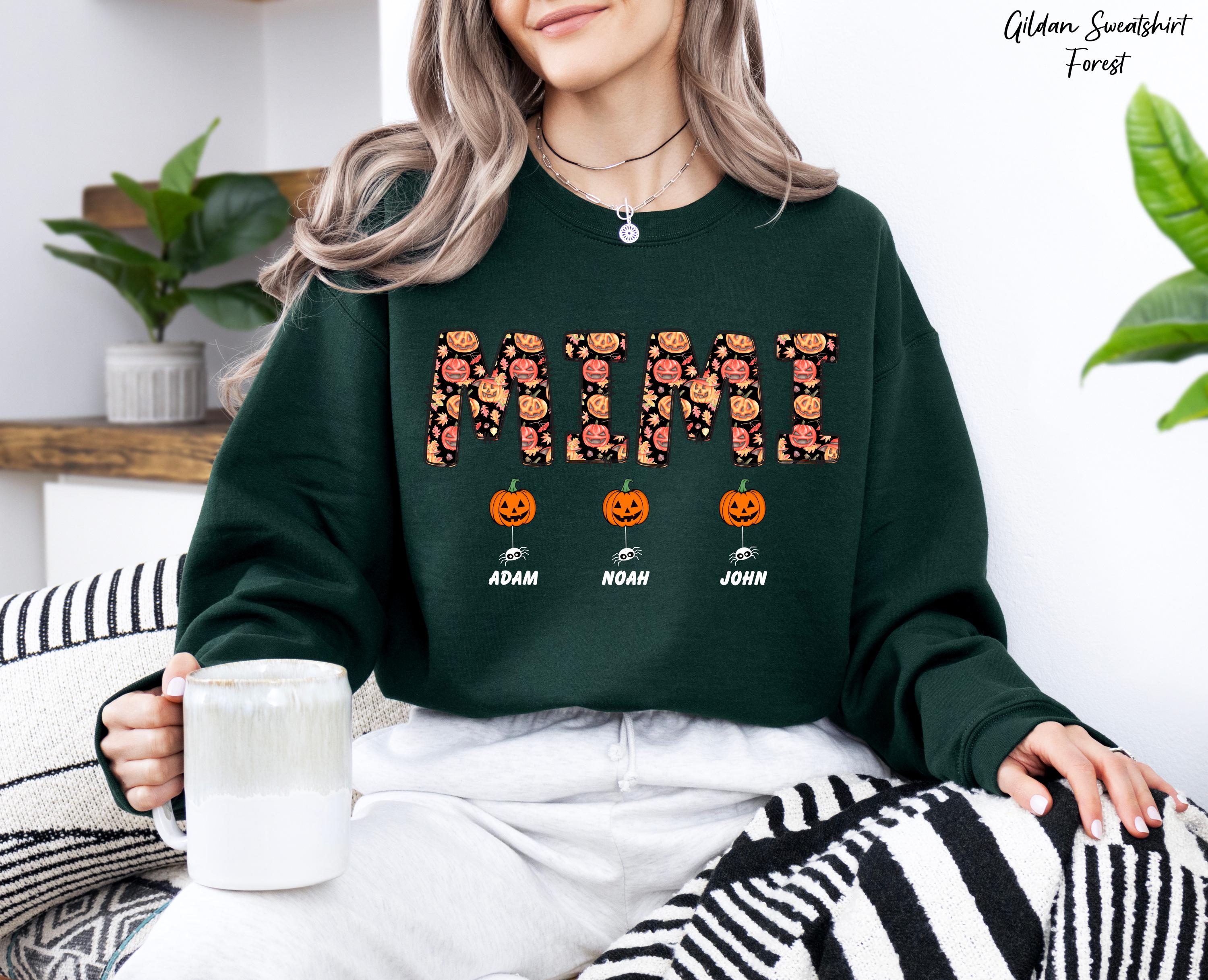 Mimi Shirt With Kids Names Personalized Nana Tee, Halloween Mimi Sweatshirt, Grandma's Birthday Custom, Spooky Season Shirt,Gift For Mimi