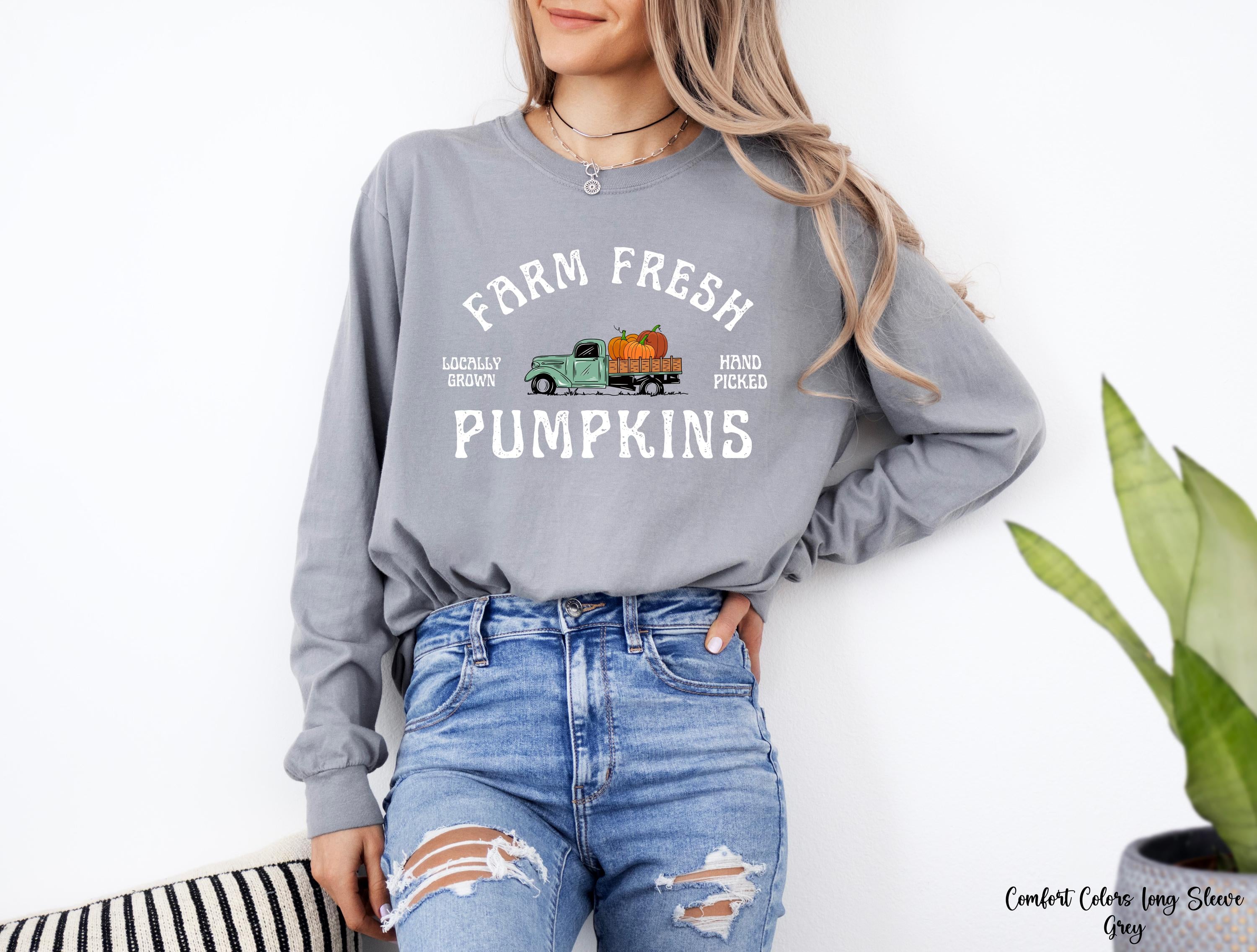 Farm Fresh Pumpkins Sweatshirt, Thanksgiving Day Shirt, Fall Graphic Tee, Autumn Shirt, Pumpkin Lover Sweater, Fall Crewneck Sweatshirt