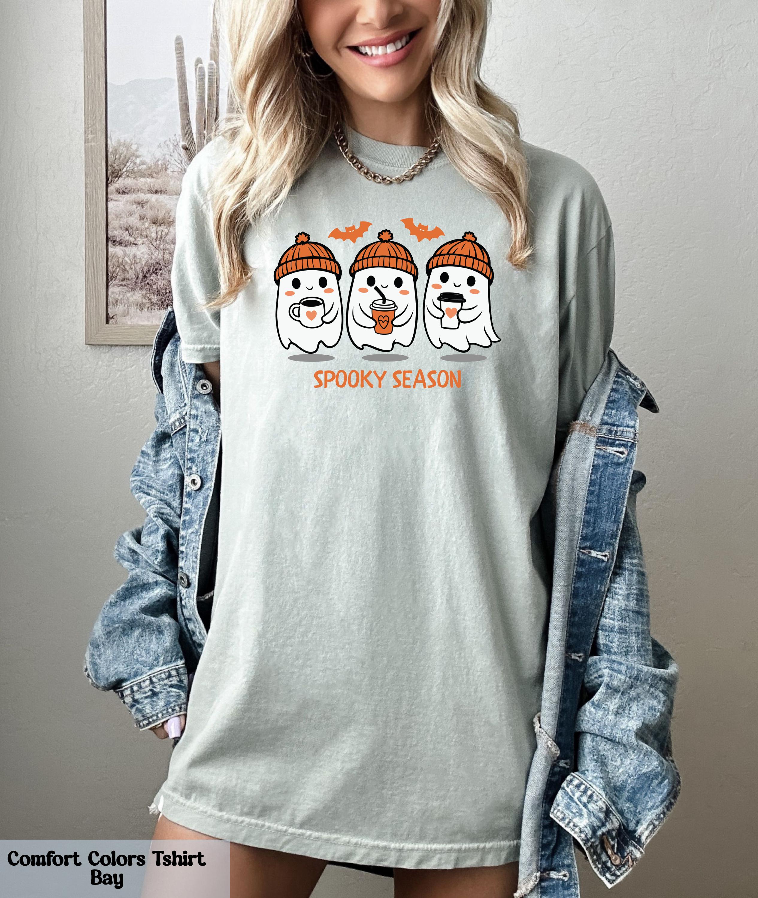 Spooky Season Little Ghosts Coffee Shirt, Ghost Halloween Tee, Cute Ghost Shirt, Little Ghost Ice Coffee Shirt, Halloween Coffee Lover Gift