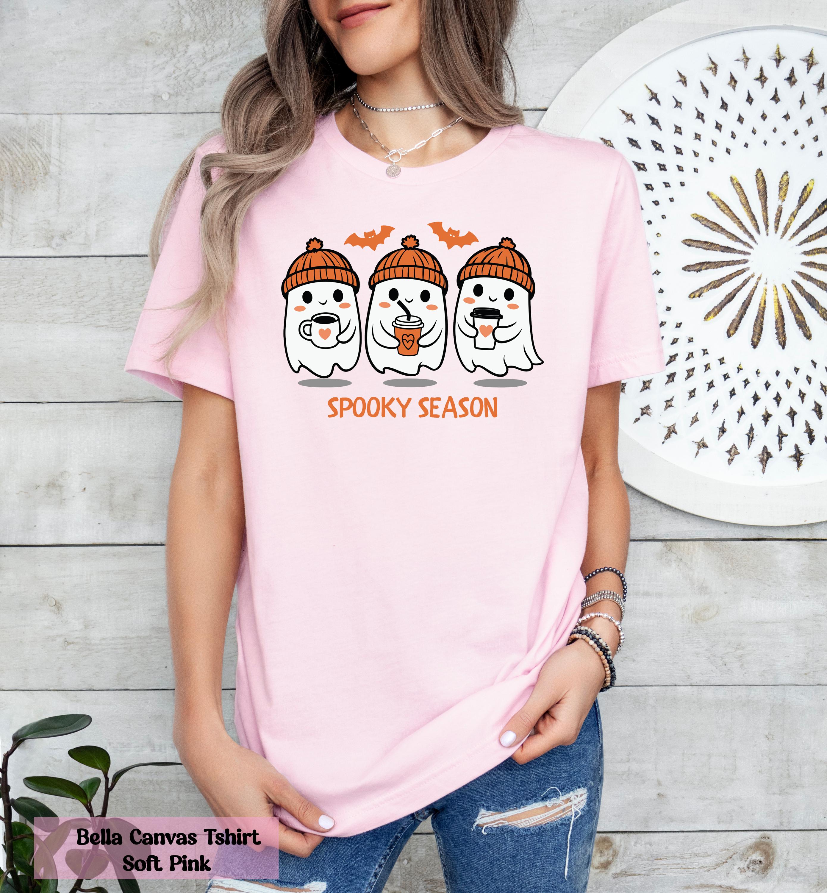 Spooky Season Little Ghosts Coffee Shirt, Ghost Halloween Tee, Cute Ghost Shirt, Little Ghost Ice Coffee Shirt, Halloween Coffee Lover Gift