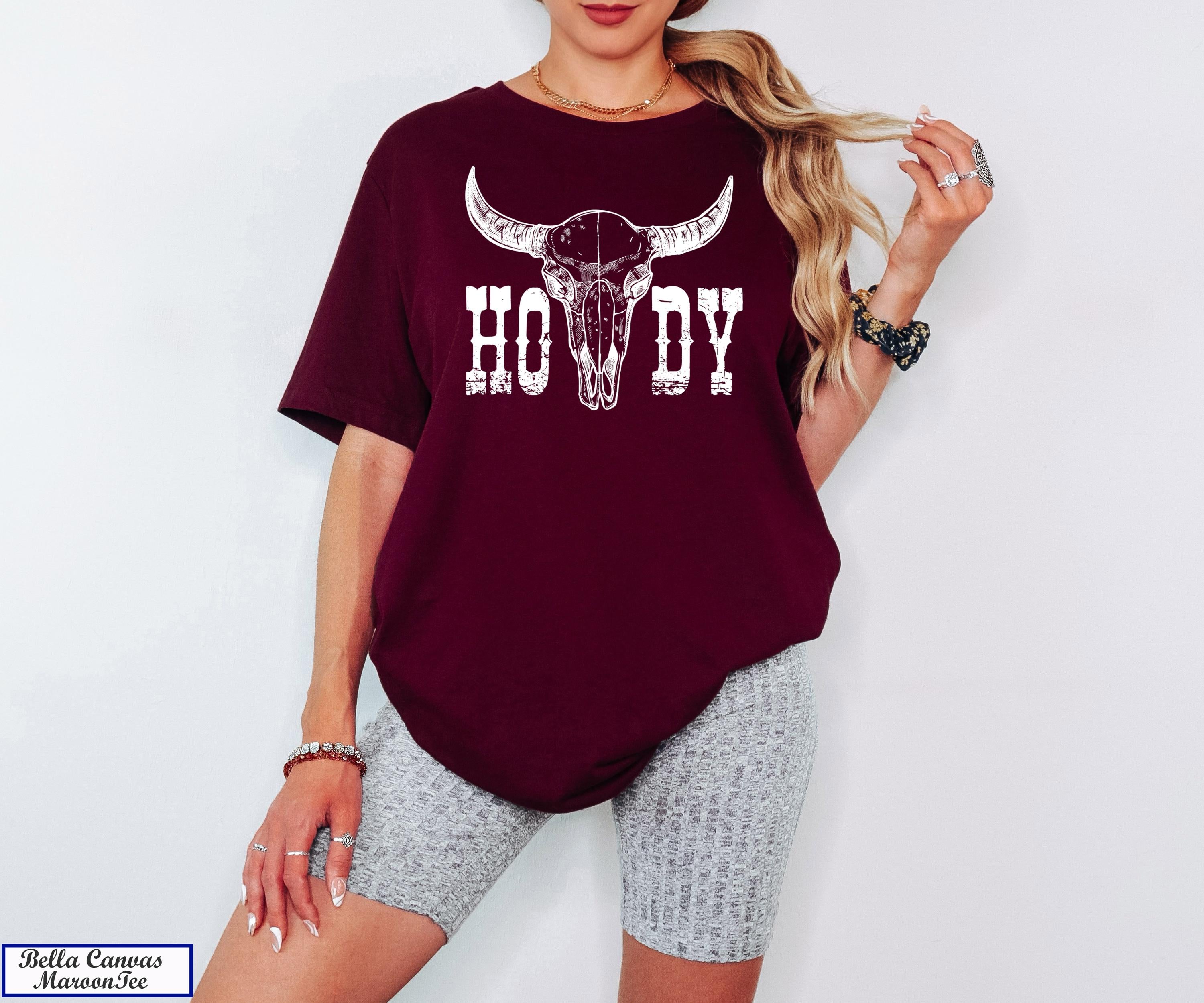 Howdy Shirt, Western Shirt, Wild West Shirt,Cowboy Tee,Cowgirl Shirt,Country Girl Shirt,Boho Chic Shirt,Vintage Bull Skull Shirt,Cowgirl Tee
