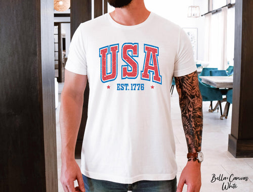 Comfort Colors USA Flag Tshirt, 1776 Lighting,4th of July Shirt,Independent Day Shirt,Patriotic Shirt,America Est Shirt,Red White and Blue