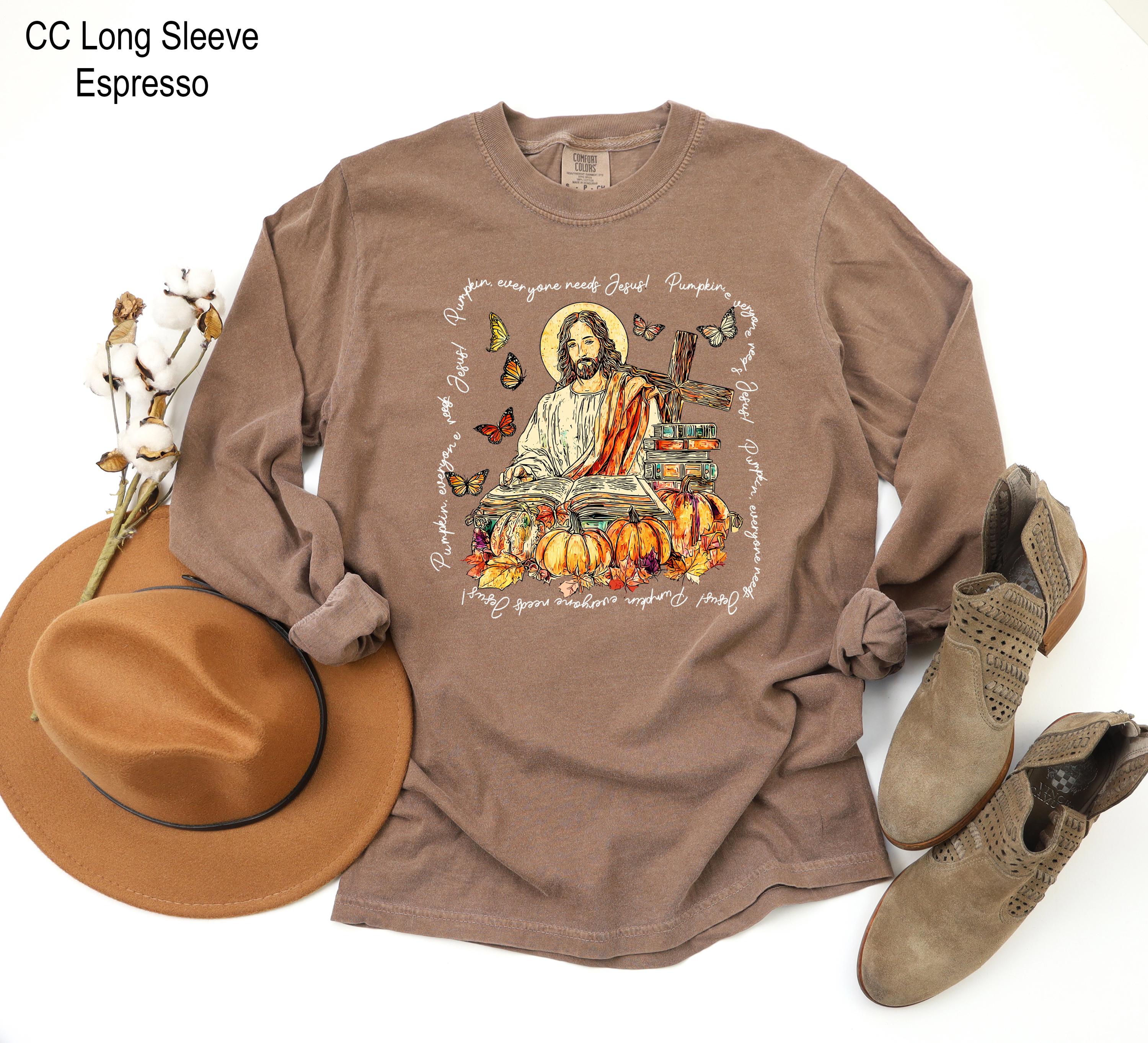 Christian Thanksgiving Sweatshirt, Christian Fall Pumpkin Sweatshirt, Thanksgiving Cross Tee, Jesus Lover Gift, Halloween Jesus Sweatshirtd