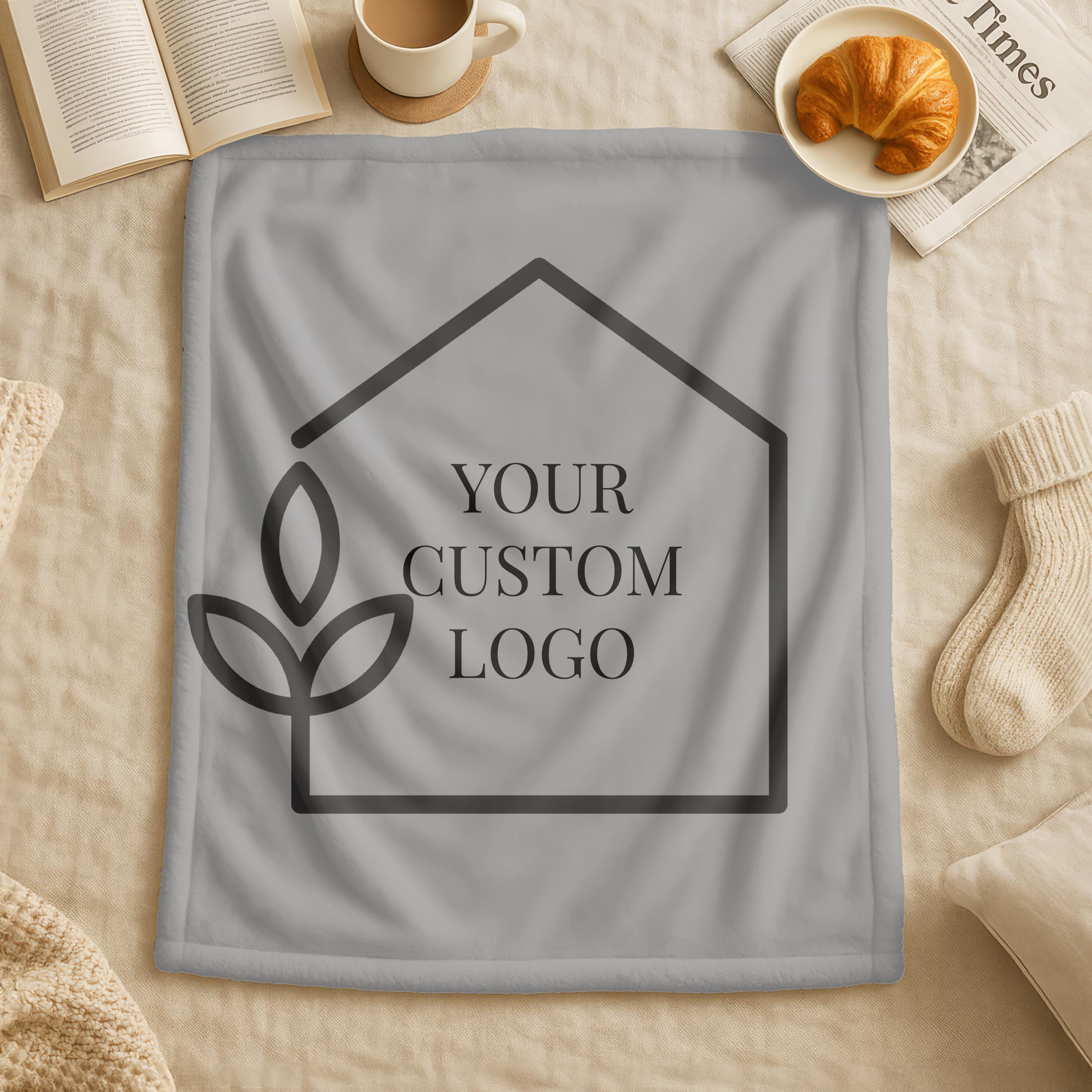Custom Logo Blanket,Appreciation Gift For Company Corporate,Office Coworker Gift,Your Business Logo Design Here, Custom Business Branding