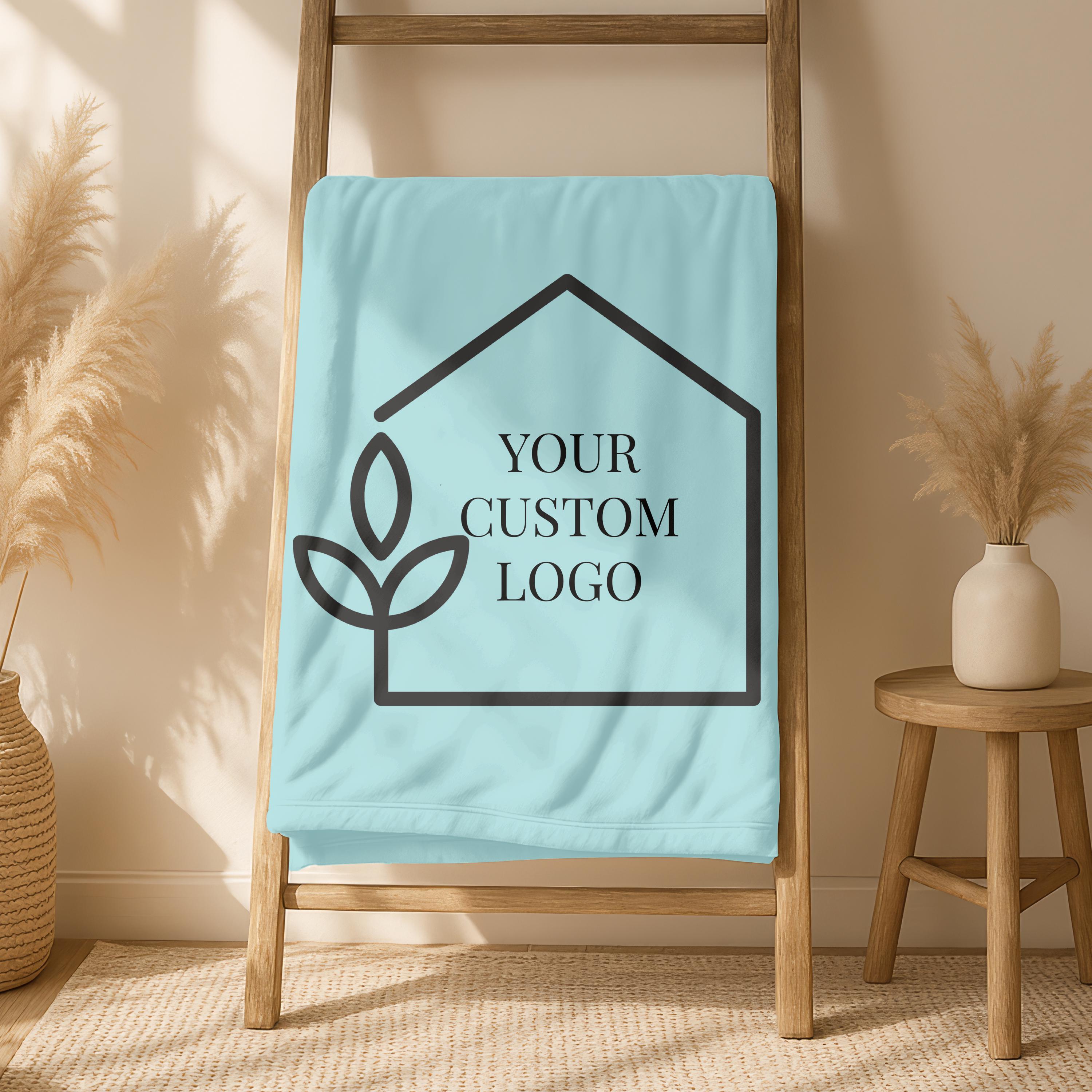 Custom Logo Blanket,Appreciation Gift For Company Corporate,Office Coworker Gift,Your Business Logo Design Here, Custom Business Branding