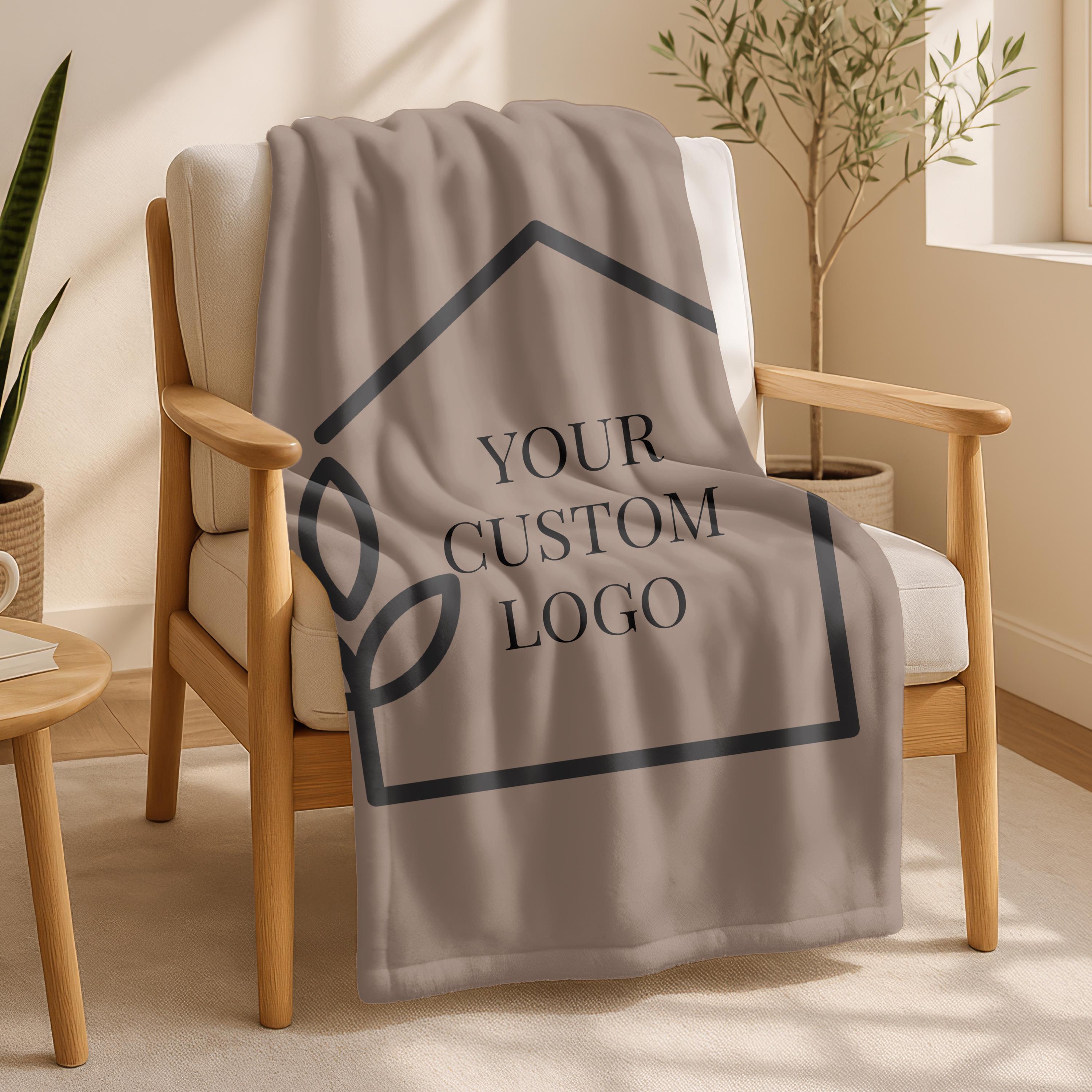 Custom Logo Blanket,Appreciation Gift For Company Corporate,Office Coworker Gift,Your Business Logo Design Here, Custom Business Branding