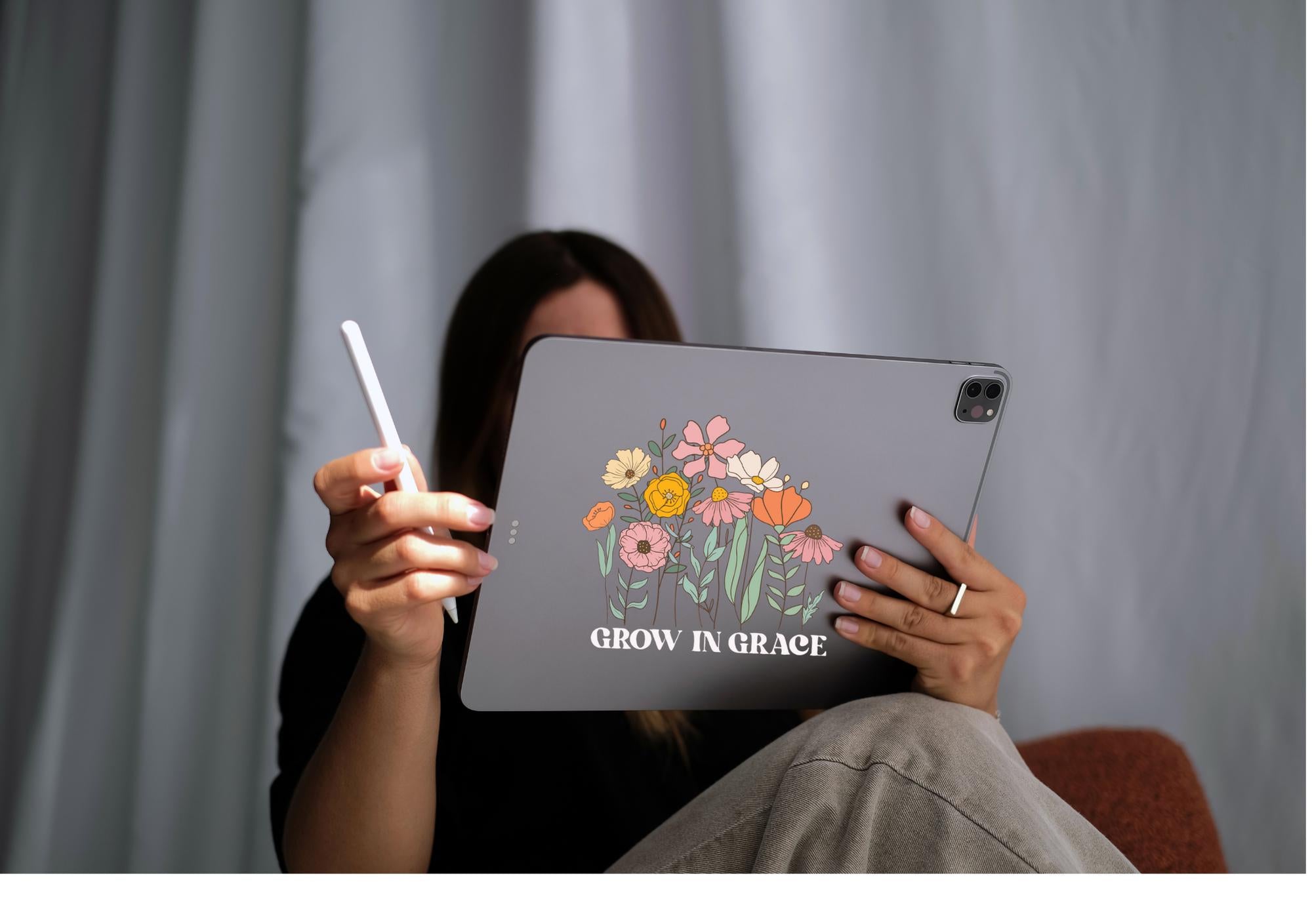 Grow in Grace Decal, Wildflower Decal, Floral Decal, Car Decal, Laptop Decal, Catholic Gifts,Christian Gift Idea,Cup Decal,Catholics Gifts