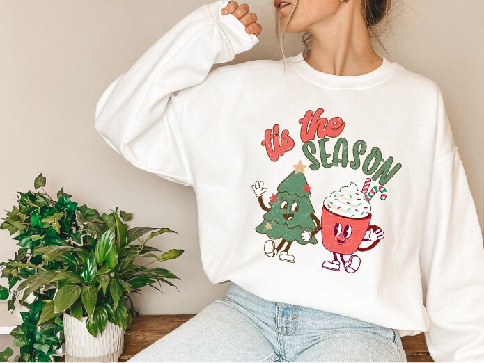Tis The Season Sweatshirt, Christmas Tis The Season Sweatshirt, Cute Winter Sweatshirt, Retro Merry Christmas Sweatshirt, Funny Christmas