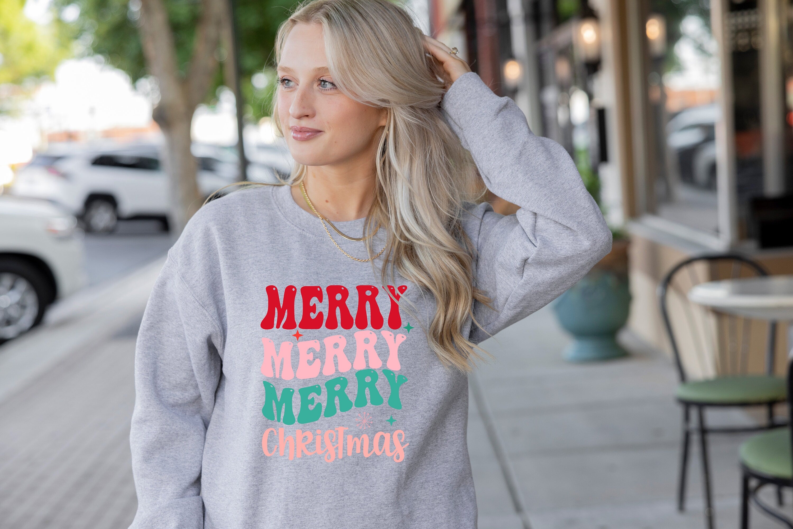 Merry Merry Merry Christmas Sweater,Christmas Crewneck,Gift For Christmas, Christmas Family Shirt,Merry and Bright Christmas Sweatshirt