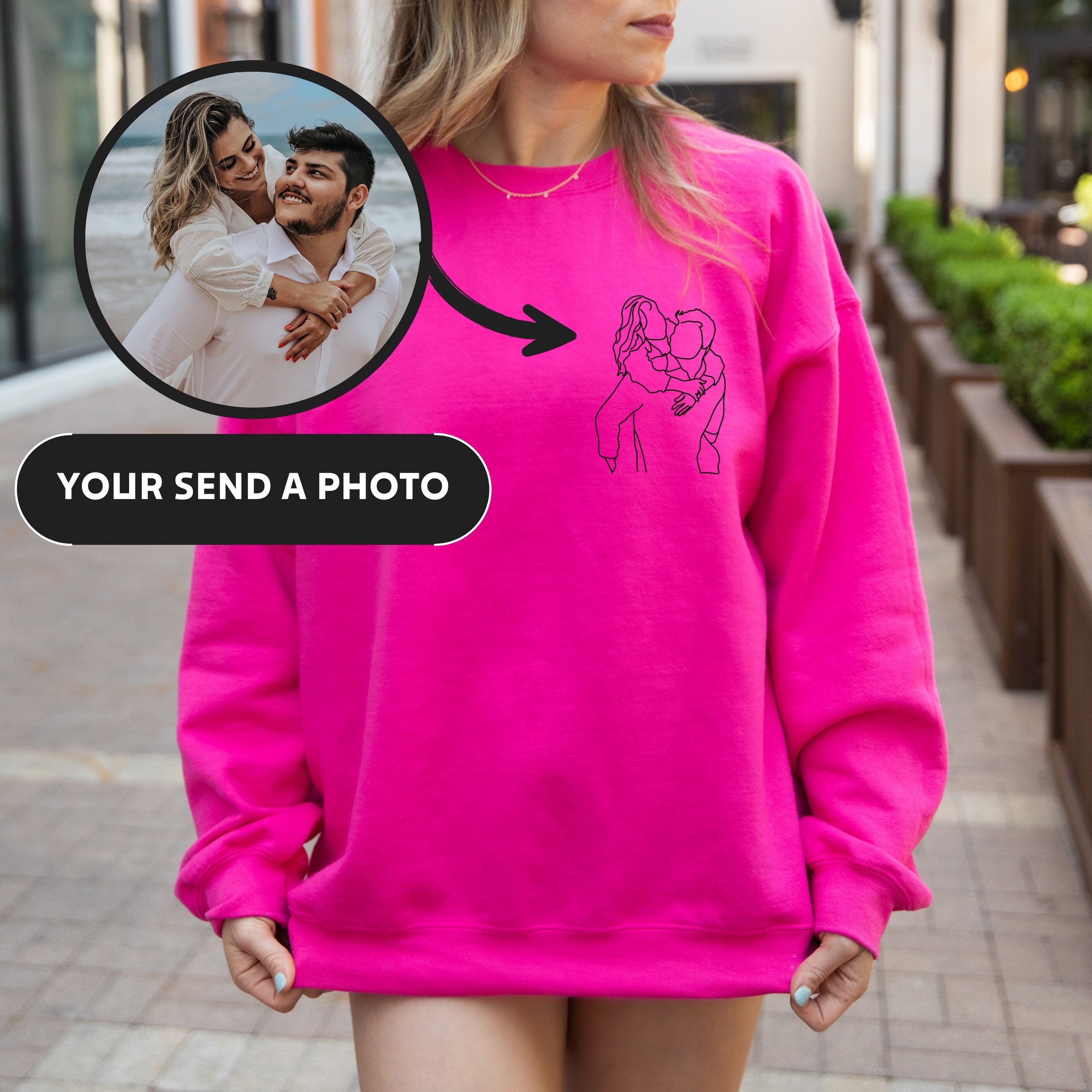 Custom Portrait from Photo Sweatshirt, Custom Couple Portrait, Couples Portrait, Custom Photo Sweatshirt, Picture Sweatshirt, Photo Crewneck