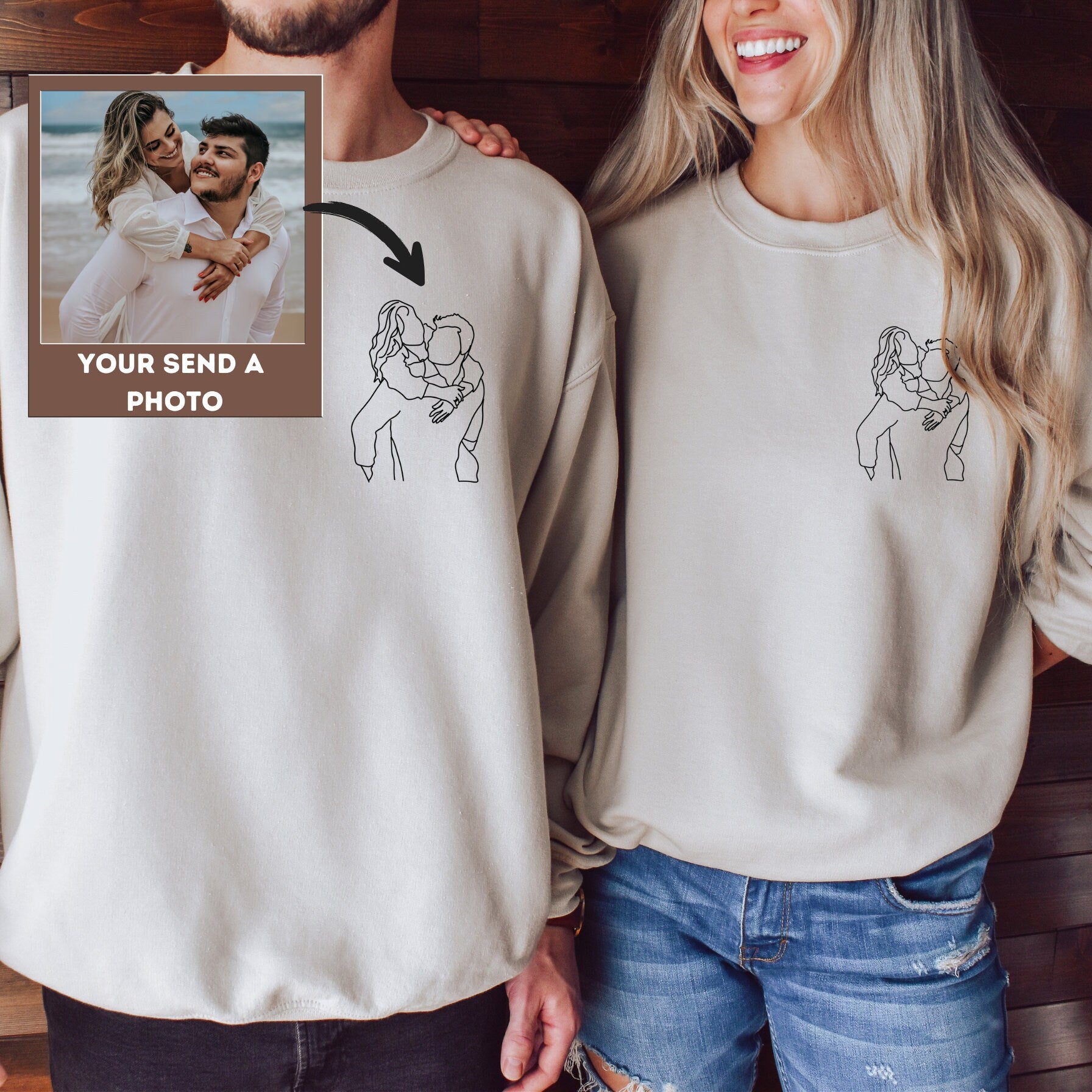 Custom Portrait from Photo Sweatshirt, Custom Couple Portrait, Couples Portrait, Custom Photo Sweatshirt, Picture Sweatshirt, Photo Crewneck