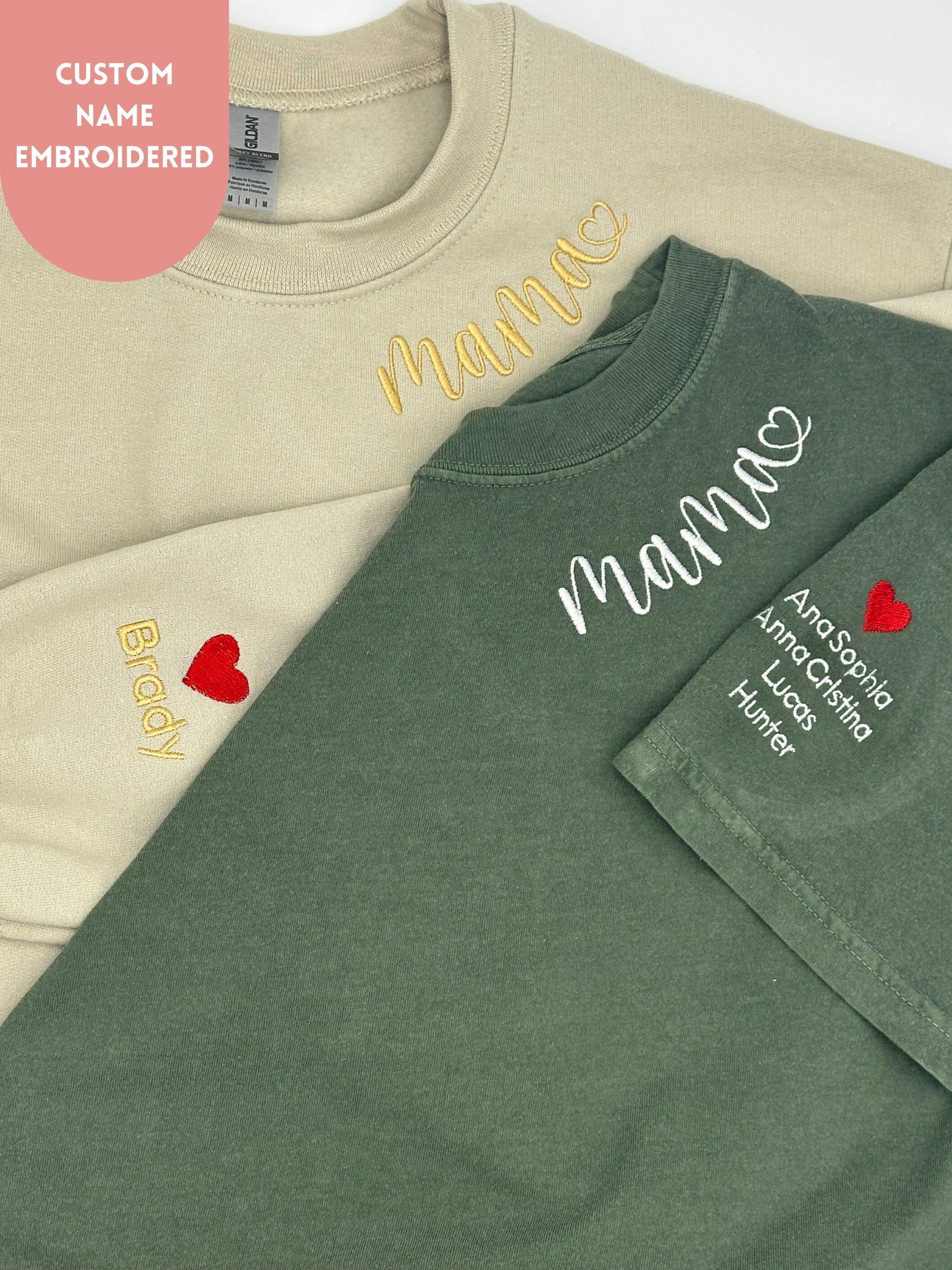Custom Mama Shirt with Children Name on Sleeve, Mama shirt, Custom Name Shirt, Grandma Shirt, Mother's Day Gift, Mom Shirt, Gift For Mom