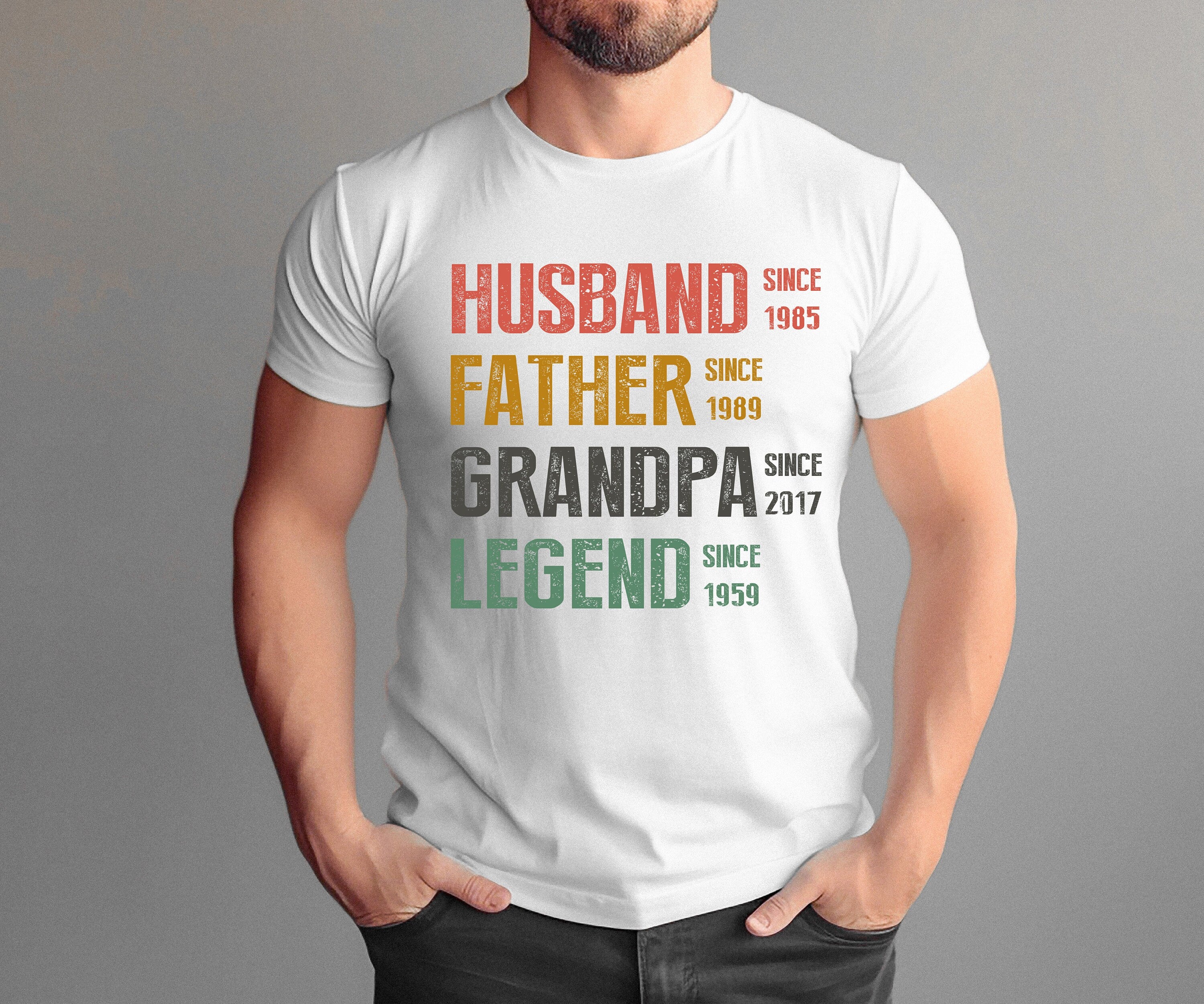Father's Day Shirt, Husband Father Grandpa Legend, Grandfather Custom Dates, Gift For Dad, Family Love Shirt, Funny Bruh Shirt, Dad gift