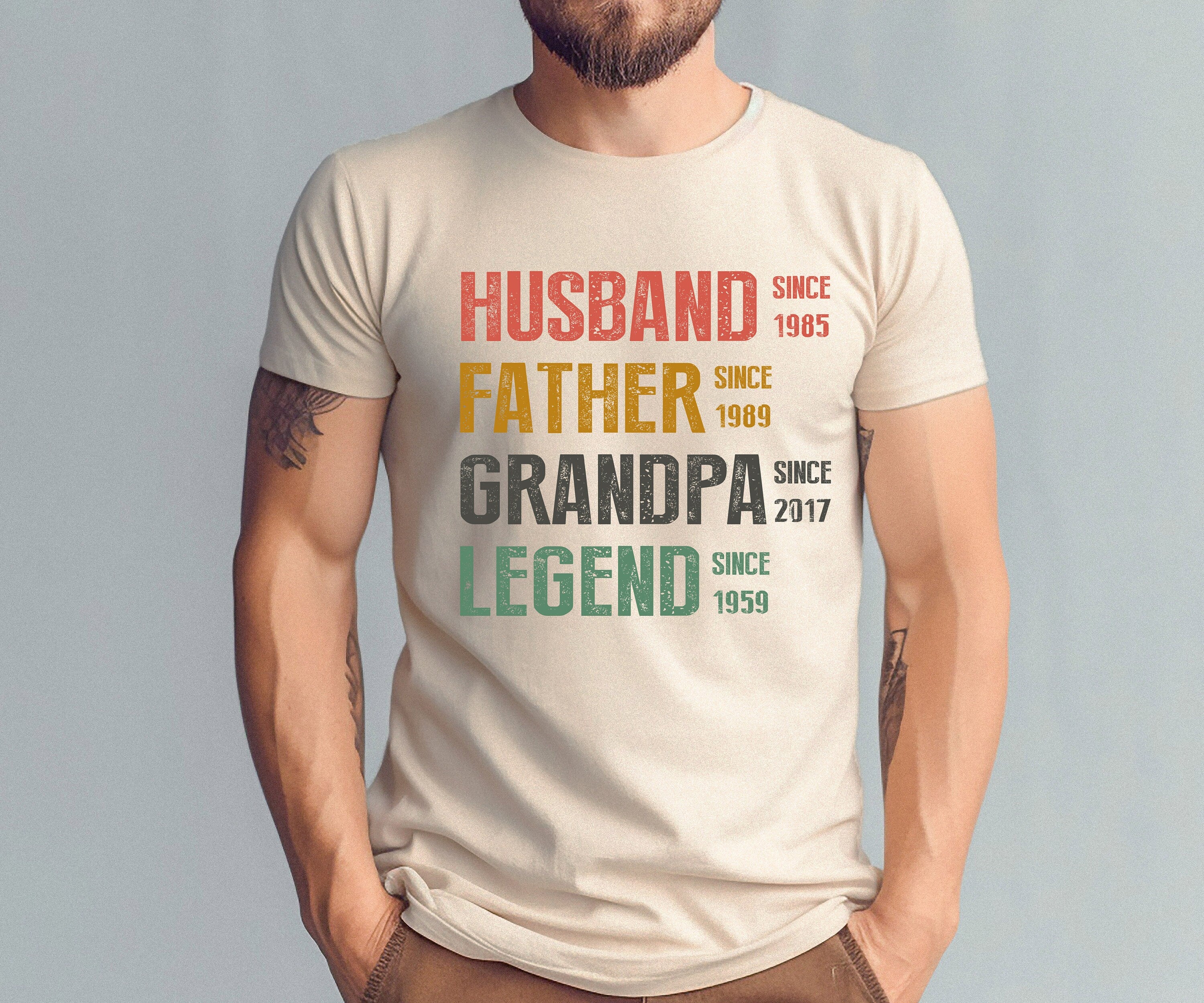 Father's Day Shirt, Husband Father Grandpa Legend, Grandfather Custom Dates, Gift For Dad, Family Love Shirt, Funny Bruh Shirt, Dad gift