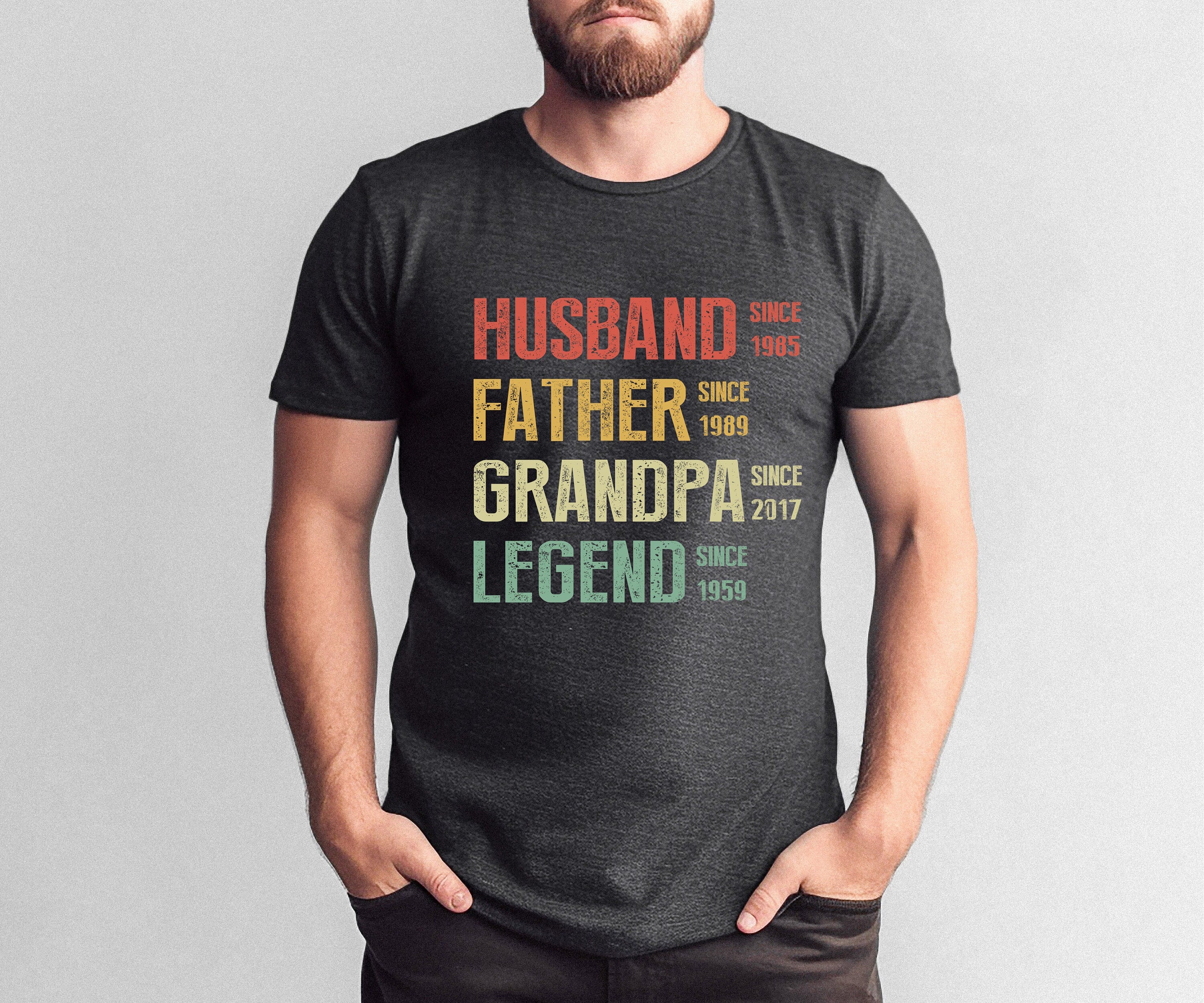 Father's Day Shirt, Husband Father Grandpa Legend, Grandfather Custom Dates, Gift For Dad, Family Love Shirt, Funny Bruh Shirt, Dad gift