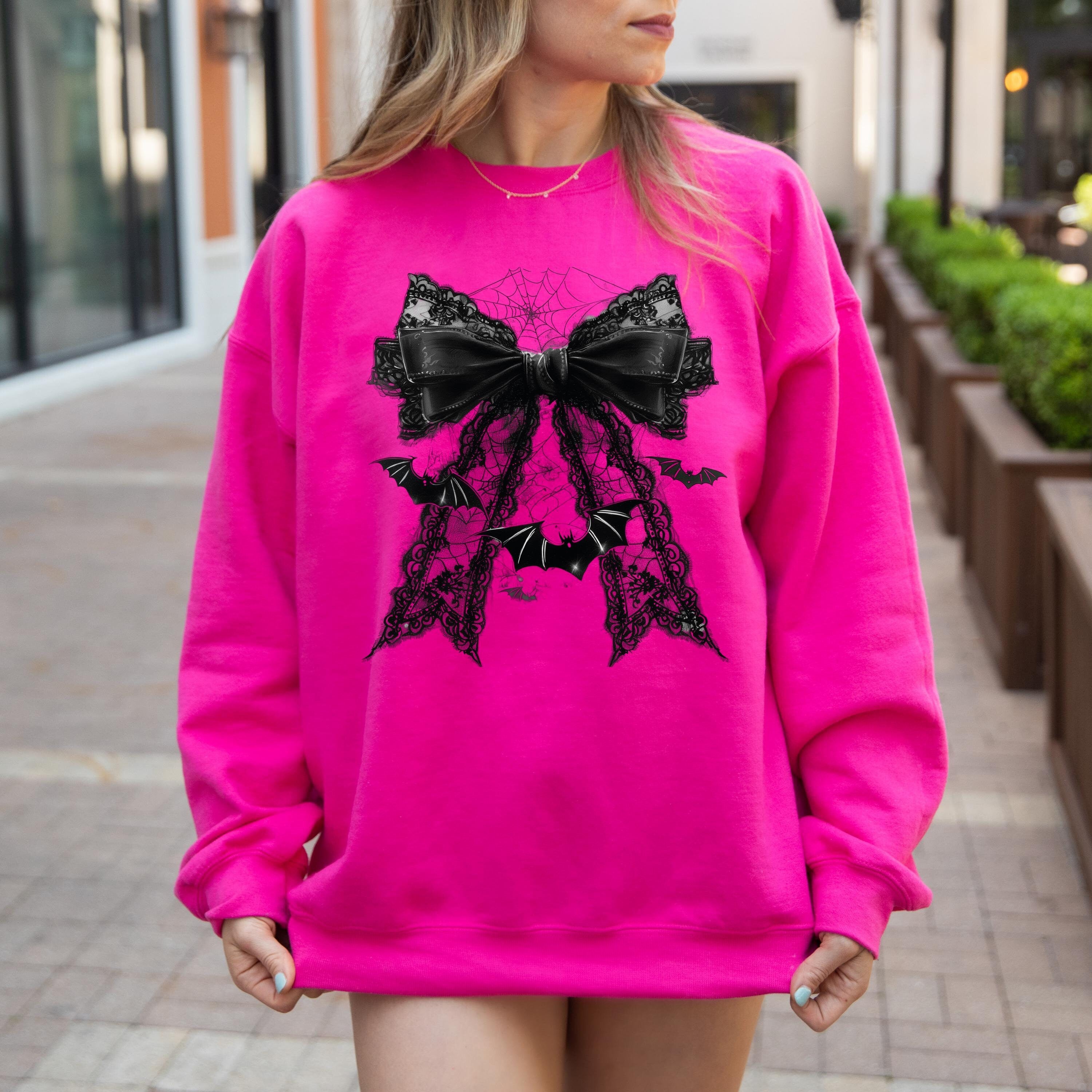 Coquette Bows Crewneck Sweatshirt, Vintage Western Style, Retro Fall Apparel Halloween, Gothic Skull Sweatshirt, Retro Halloween Sweatshirt
