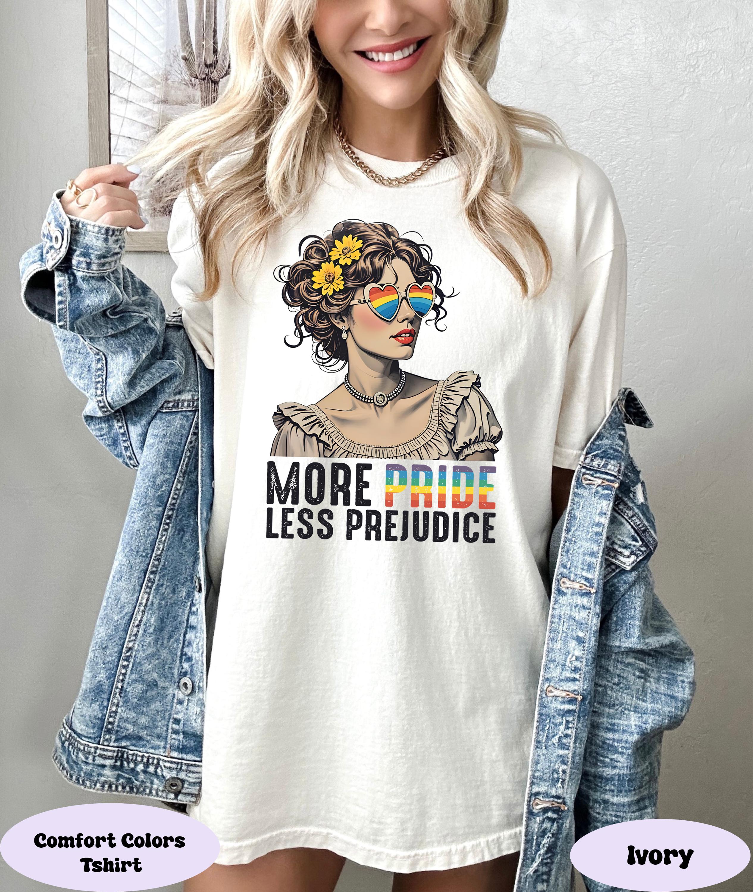 More Pride Less Prejudice Tshirt, Pride Month Shirt, Jane Austen Tshirt, Proud Ally Tee, Pride Month Gift, LGBTQ+ Support Outfit, Lgbt Tee