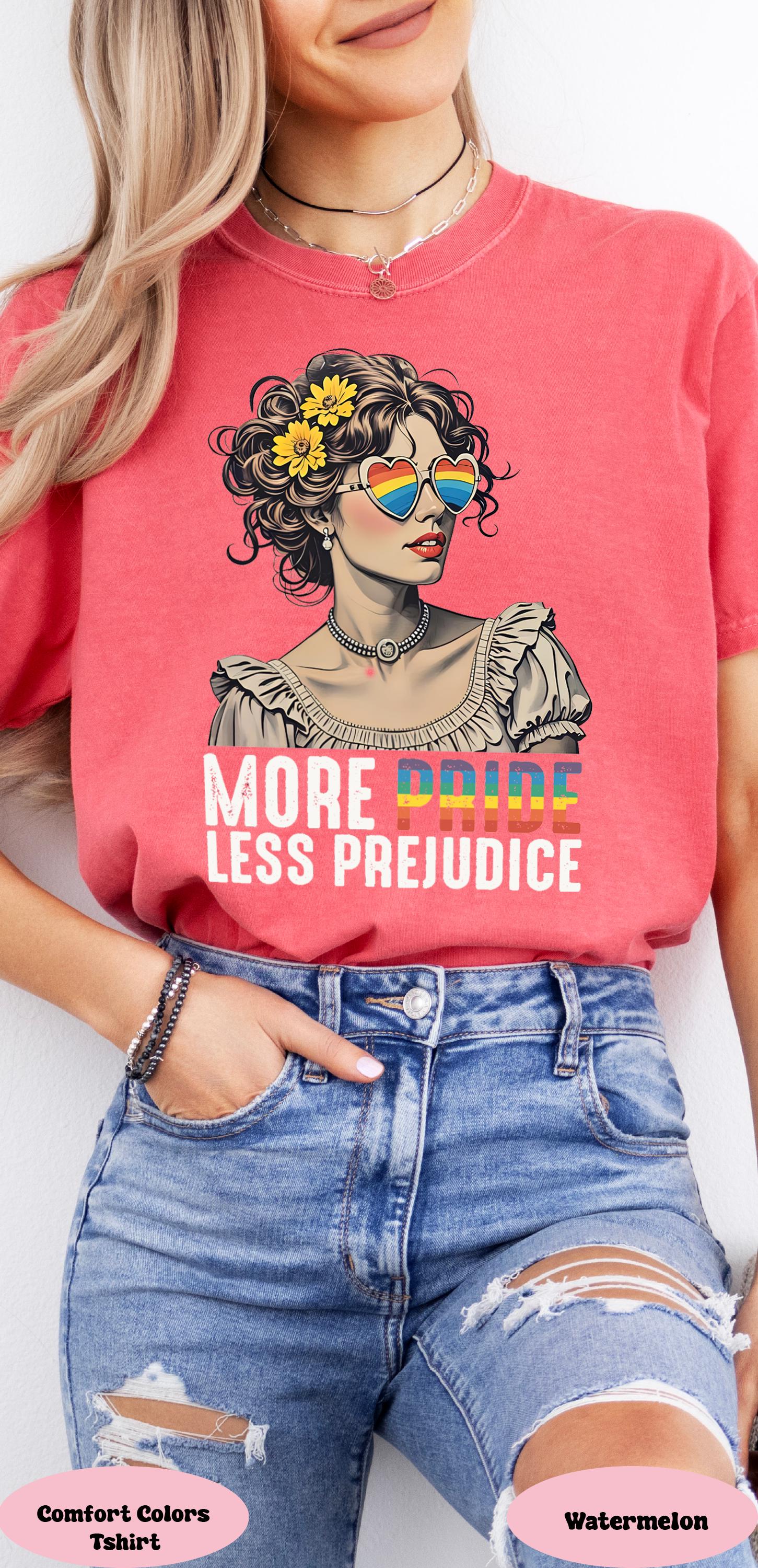 More Pride Less Prejudice Tshirt, Pride Month Shirt, Jane Austen Tshirt, Proud Ally Tee, Pride Month Gift, LGBTQ+ Support Outfit, Lgbt Tee