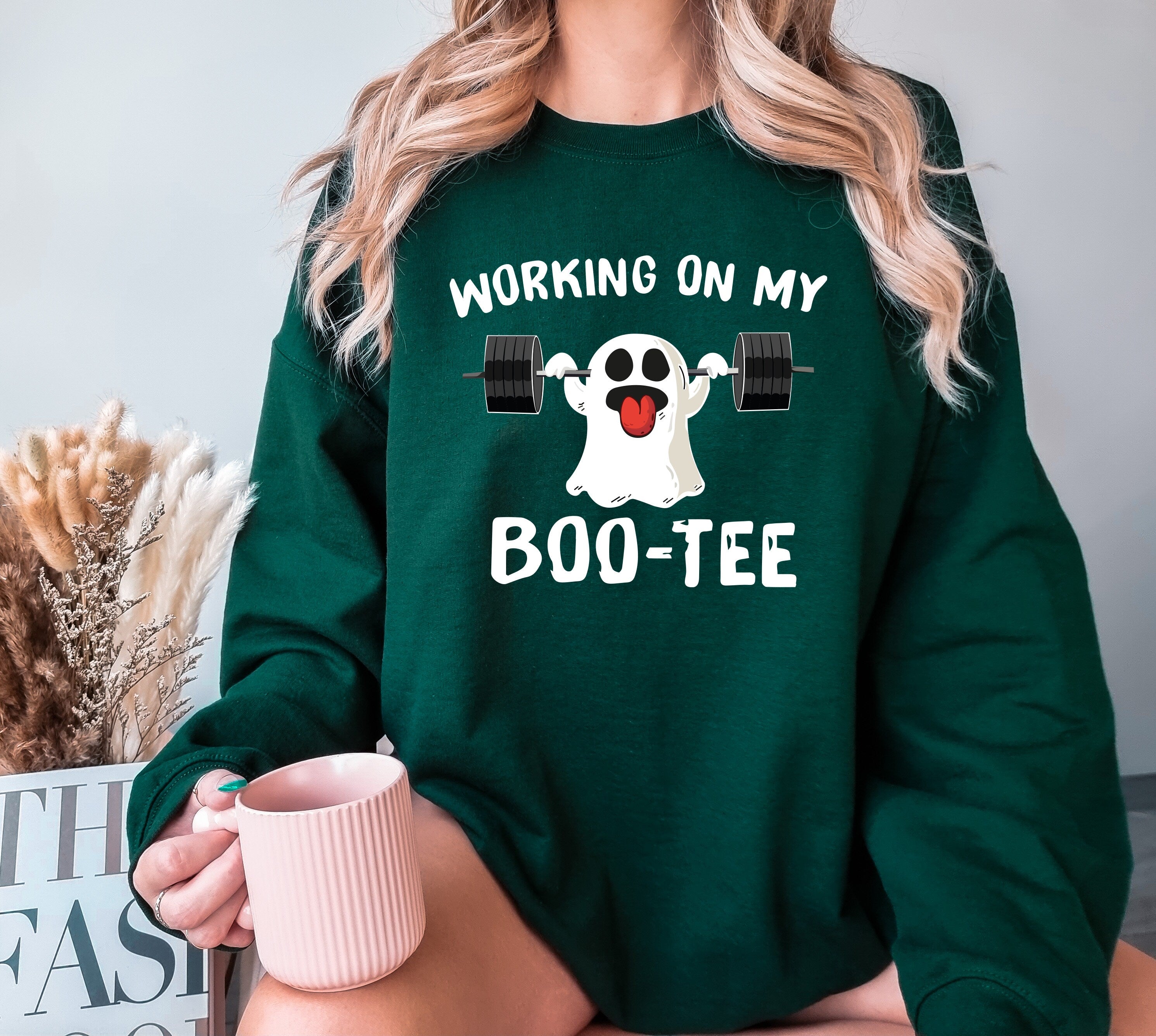 Working On My Boo-Tee, Halloween Gym Sweatshirt, Halloween Ghost Sweater, Halloween Gym Girl sweatshirt, Gym Sweatshirt, Halloween Funny Gym