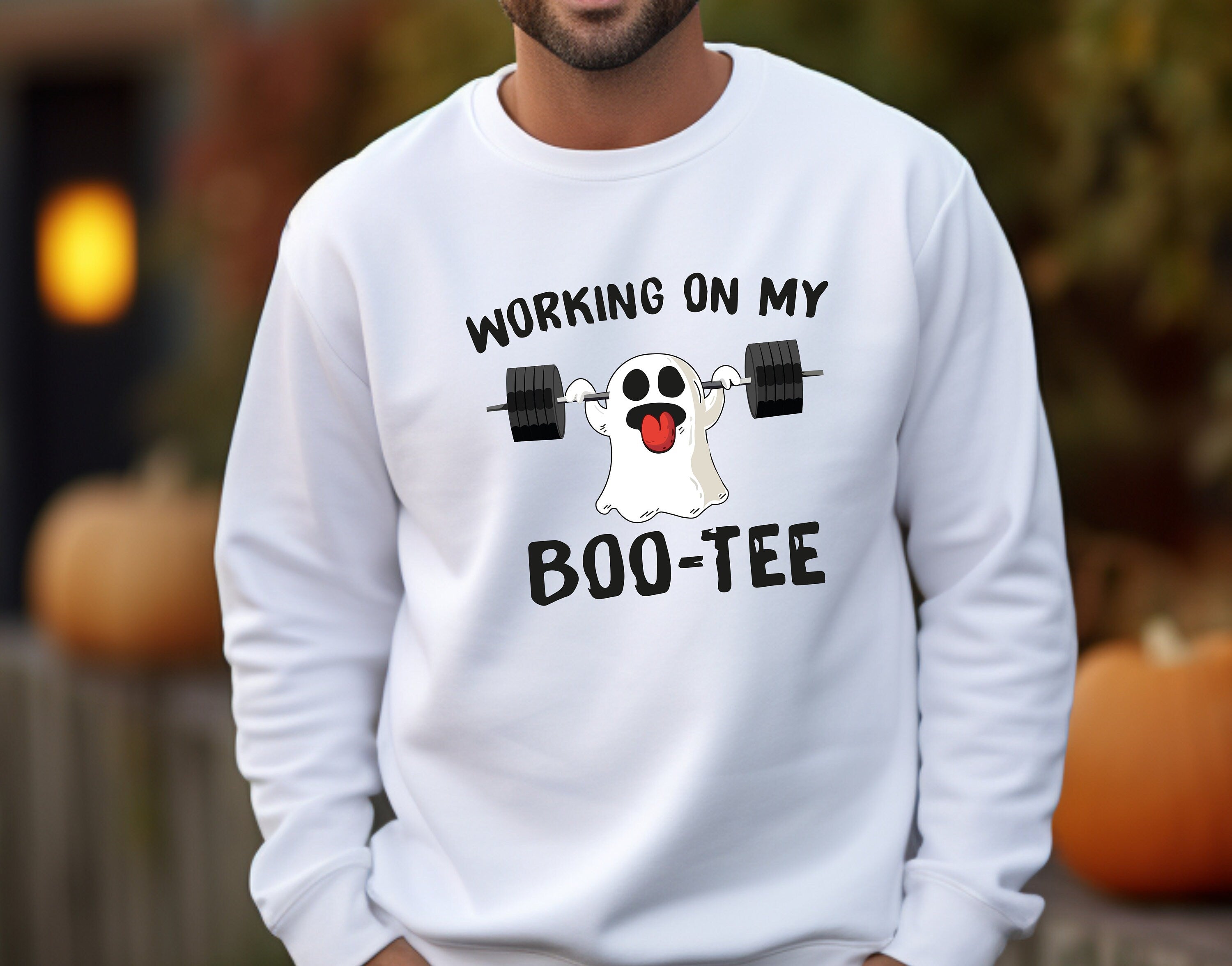 Working On My Boo-Tee, Halloween Gym Sweatshirt, Halloween Ghost Sweater, Halloween Gym Girl sweatshirt, Gym Sweatshirt, Halloween Funny Gym