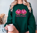 Save The Pumpkins Sweatshirt,Halloween Breast Cancer Awareness Crewneck ,Pink Pumpkins Sweater,Skeleton Breast Sweatshirt,